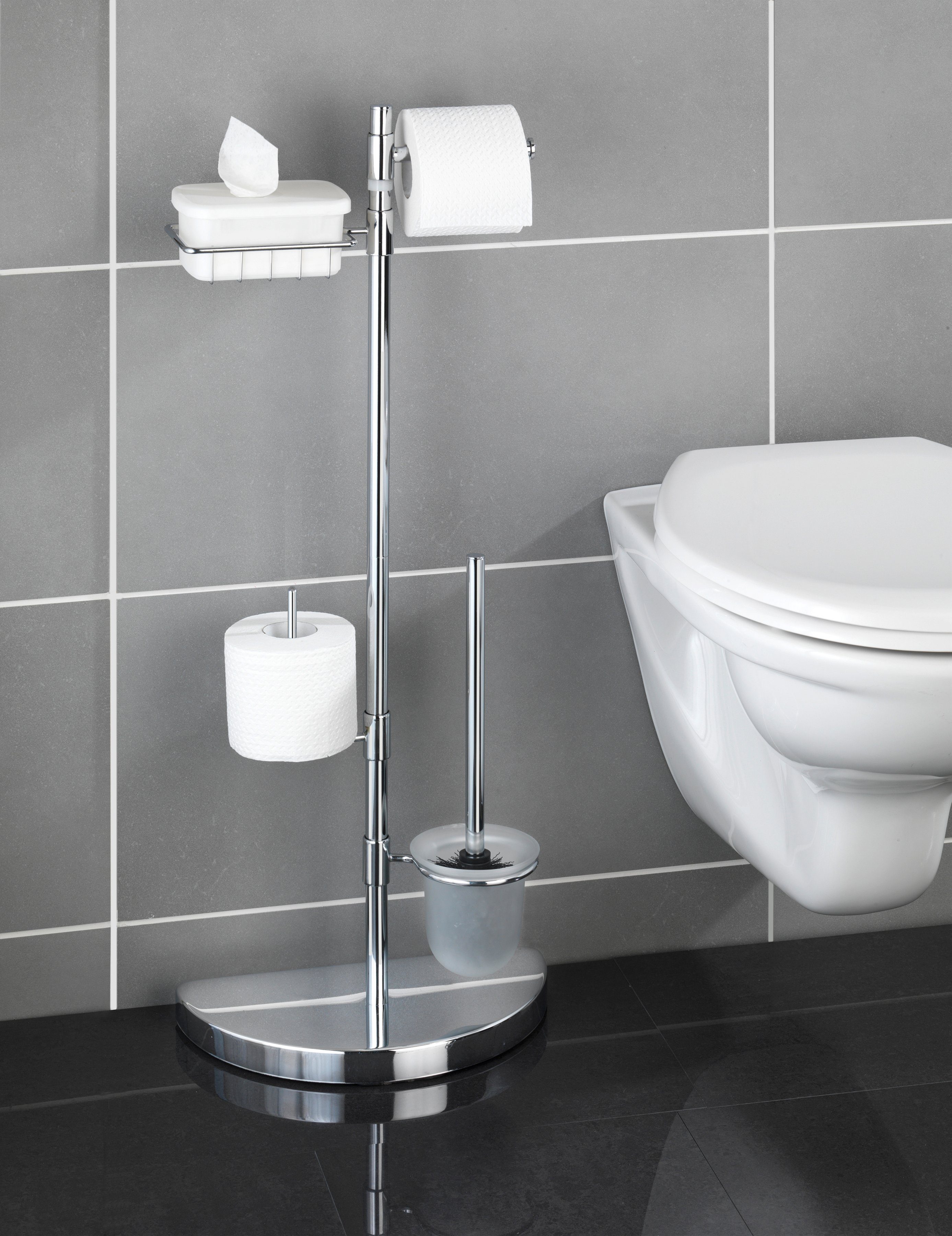 WENKO Toiletset Ruimtebesparend wonder met houder voor reserverollen en vochtige doekjes