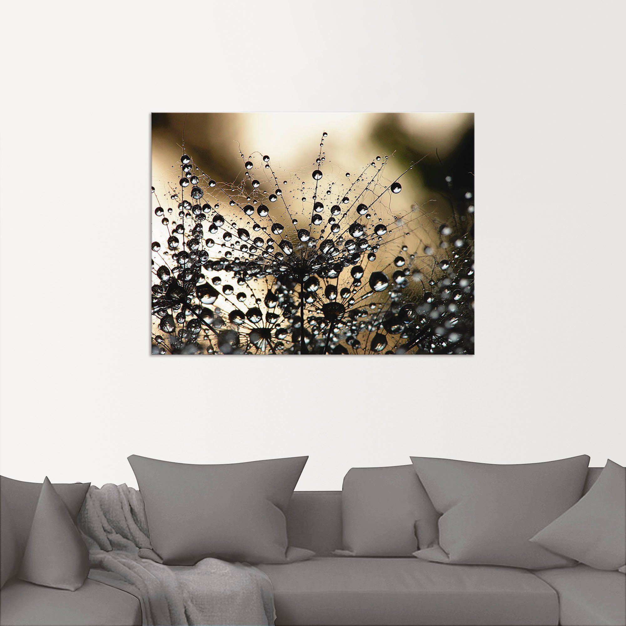Artland Artprint Natte paardenbloem als artprint van aluminium, artprint voor buiten, artprint op linnen, poster, muursticker