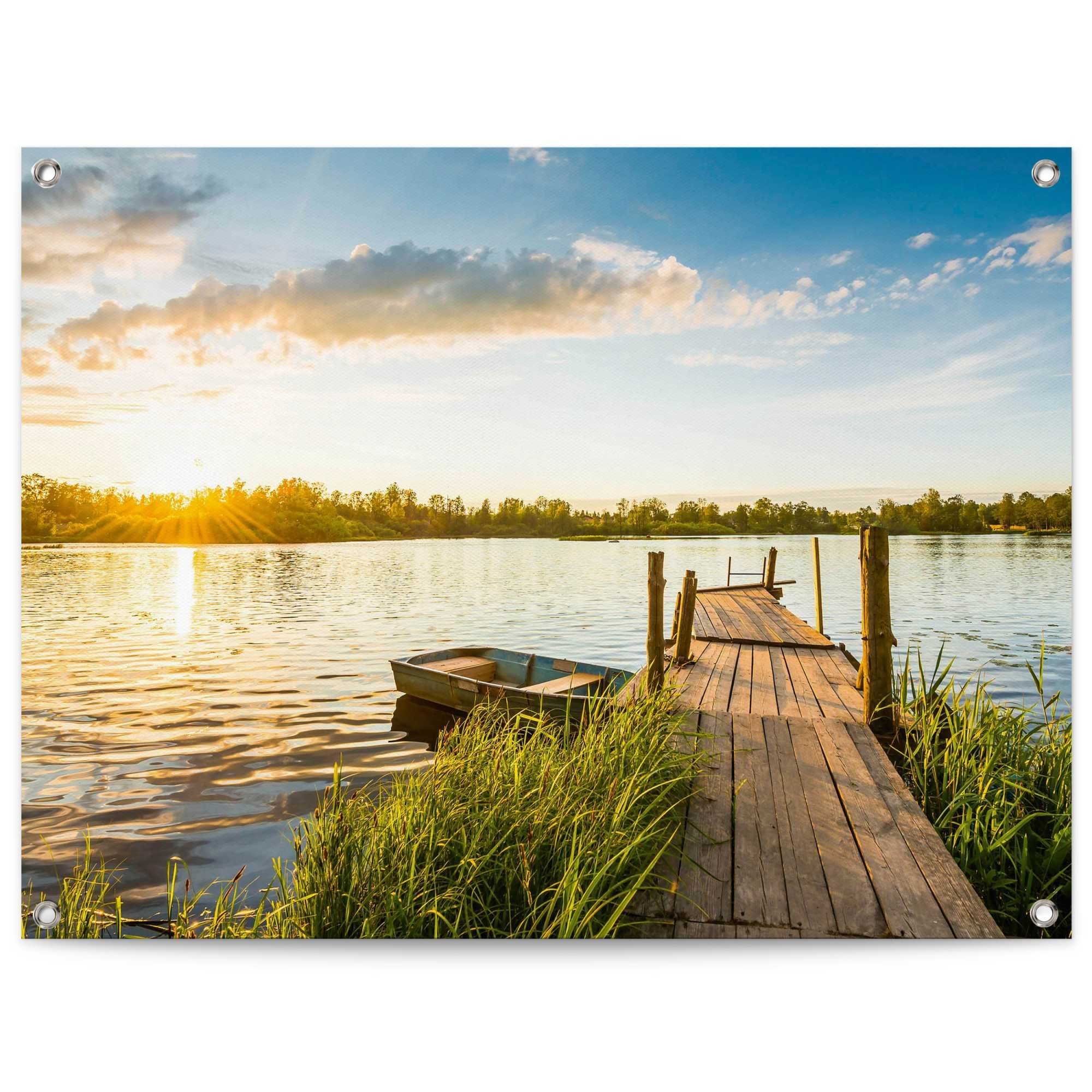Reinders! Poster Zonsopkomst Outdoor voor tuin of balkon deurposters blauw