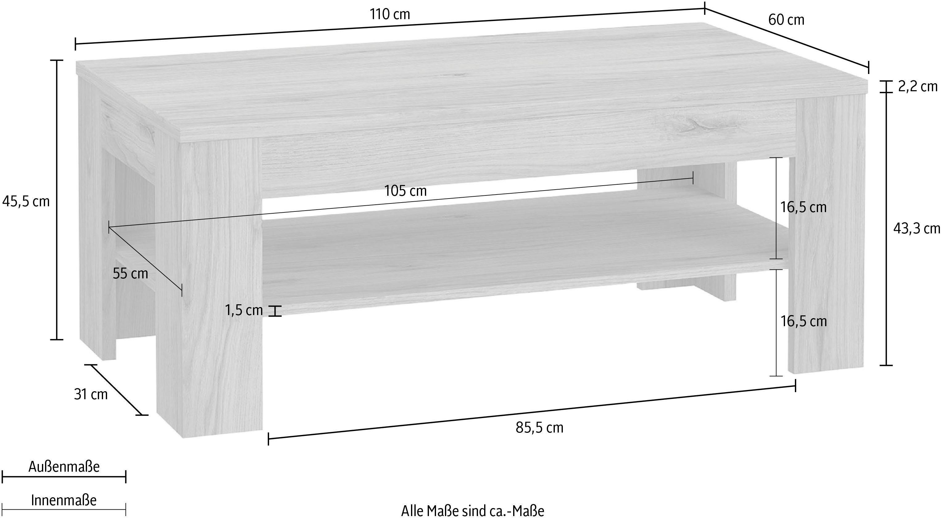 FORTE Salontafel Freetown Breedte ca. 110 cm