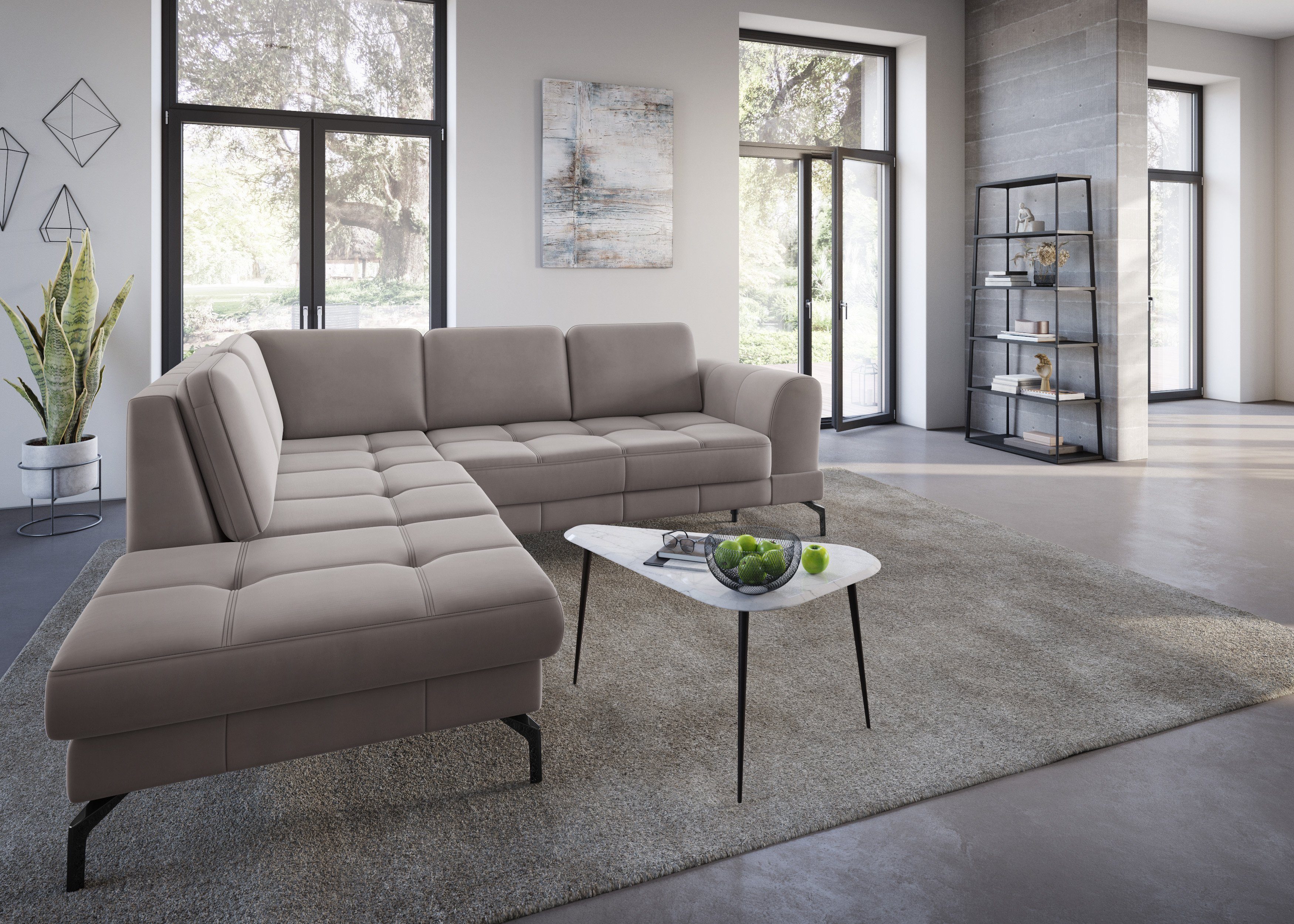 sit&more Hoekbank Bendigo L-vorm inclusief zitdiepteverstelling, bodemvrijheid 15 cm, in 2 pootkleuren
