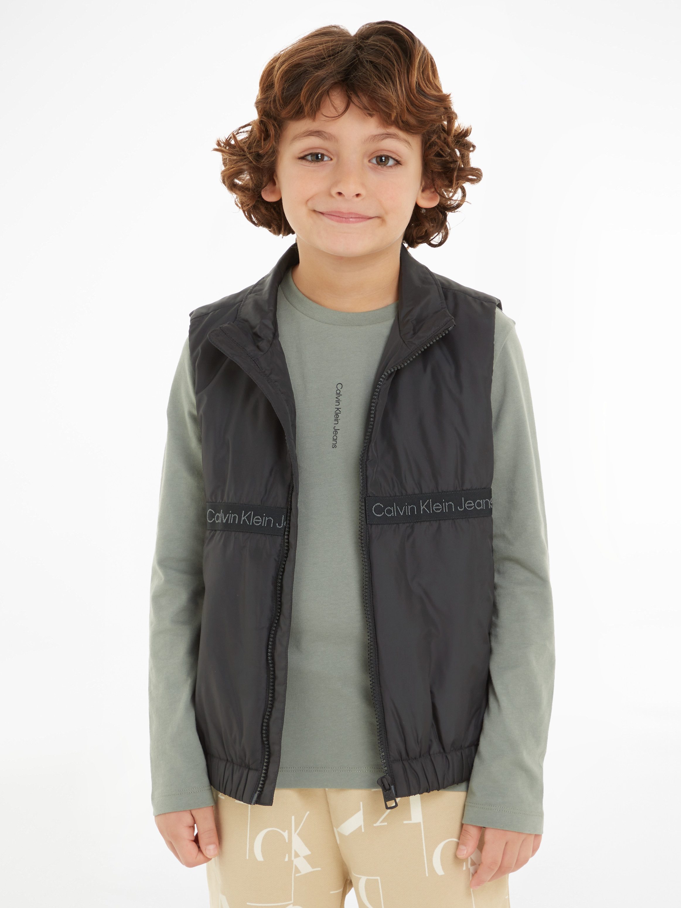 Calvin Klein Korte bodywarmer BOXY LIGHT PADDED TAPE VEST voor kinderen tot 16 jaar met calvin...