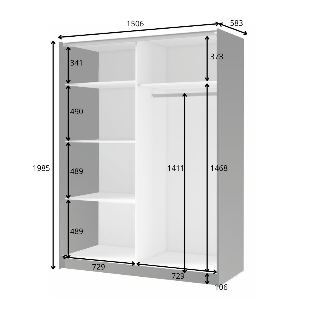 INOSIGN Kledingkast Charisy met spiegel, 4 inlegplanken en kledingstang