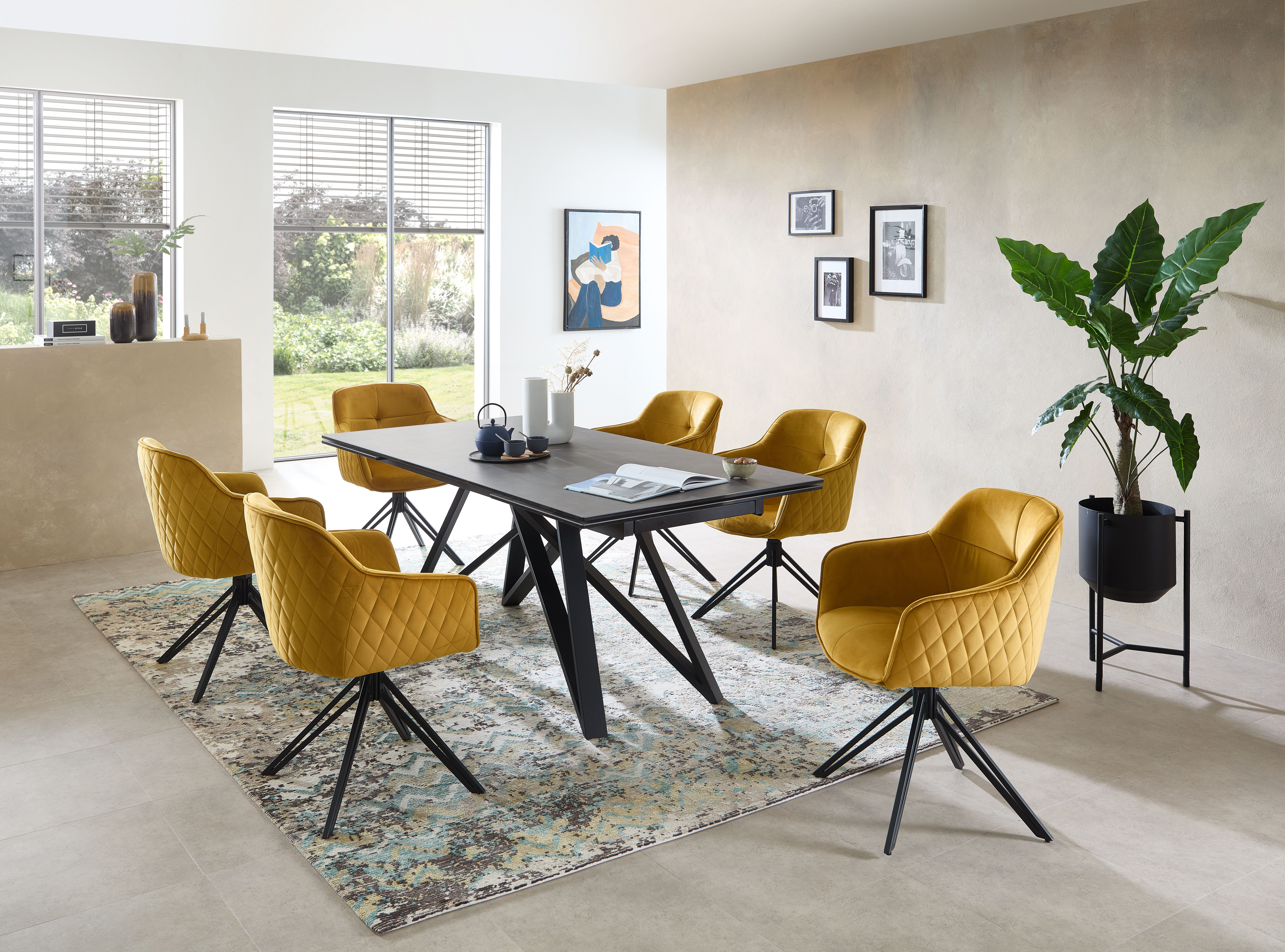 Stolkom Eettafel Charly eettafel keramiek, uitschuifbaar tot 280 cm, BxHxD 180x75x95 cm Keramische oppervlakte, tafelblad aan beide zijden uittrekbaar van 180 naar 280 cm