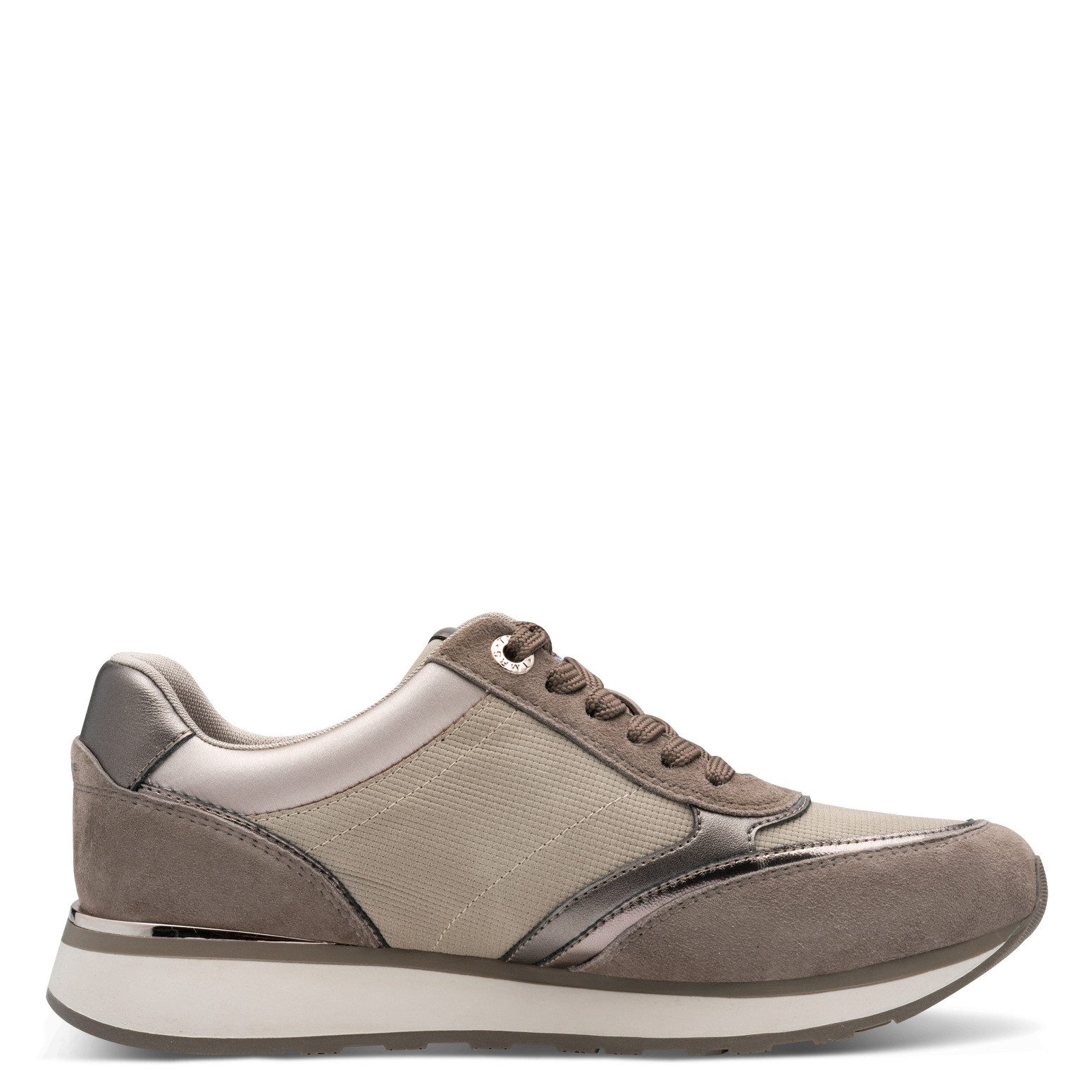 Tamaris Sneakers met sleehak vrijetijdsschoen, lage schoen, veterschoen met contrastafwerkingen