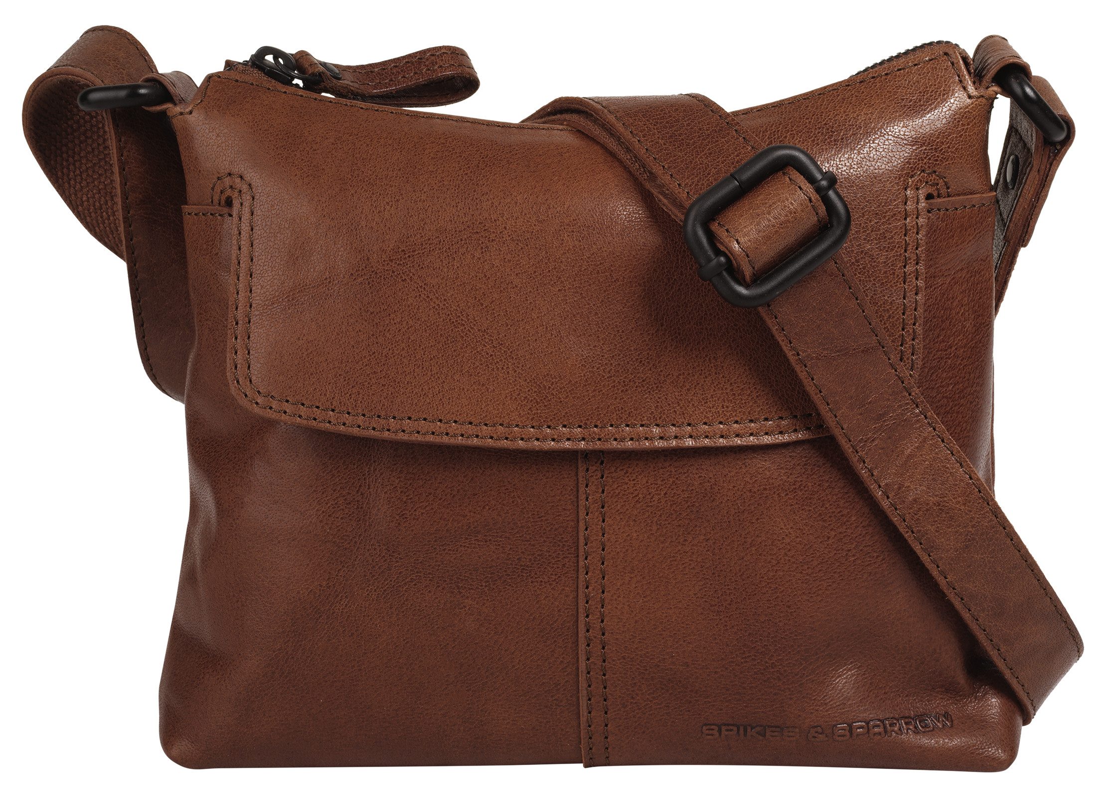 Spikes & Sparrow Schoudertas echt leder dames tassen maat Onesize bruin