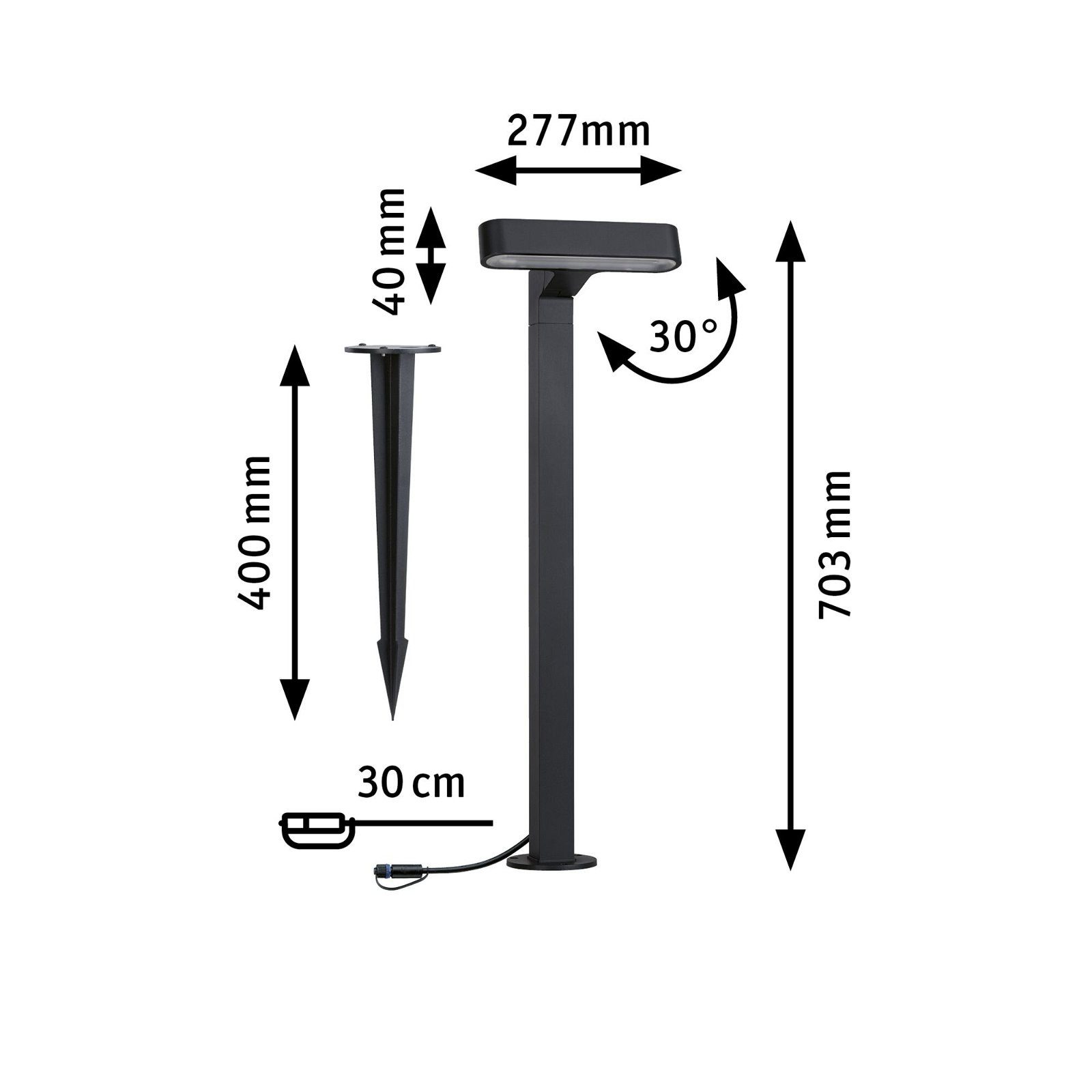 Paulmann Led-bolderlamp Plug & Shine Ito IP65 3000K 6W Antraciet (1 stuk)