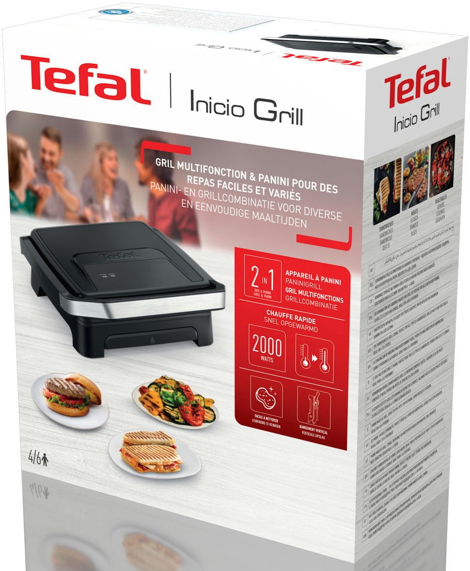 Tefal Contactgrill Inicio Classic, 2-in-1 Panini/Grill, antihaftbeschichtete Platten