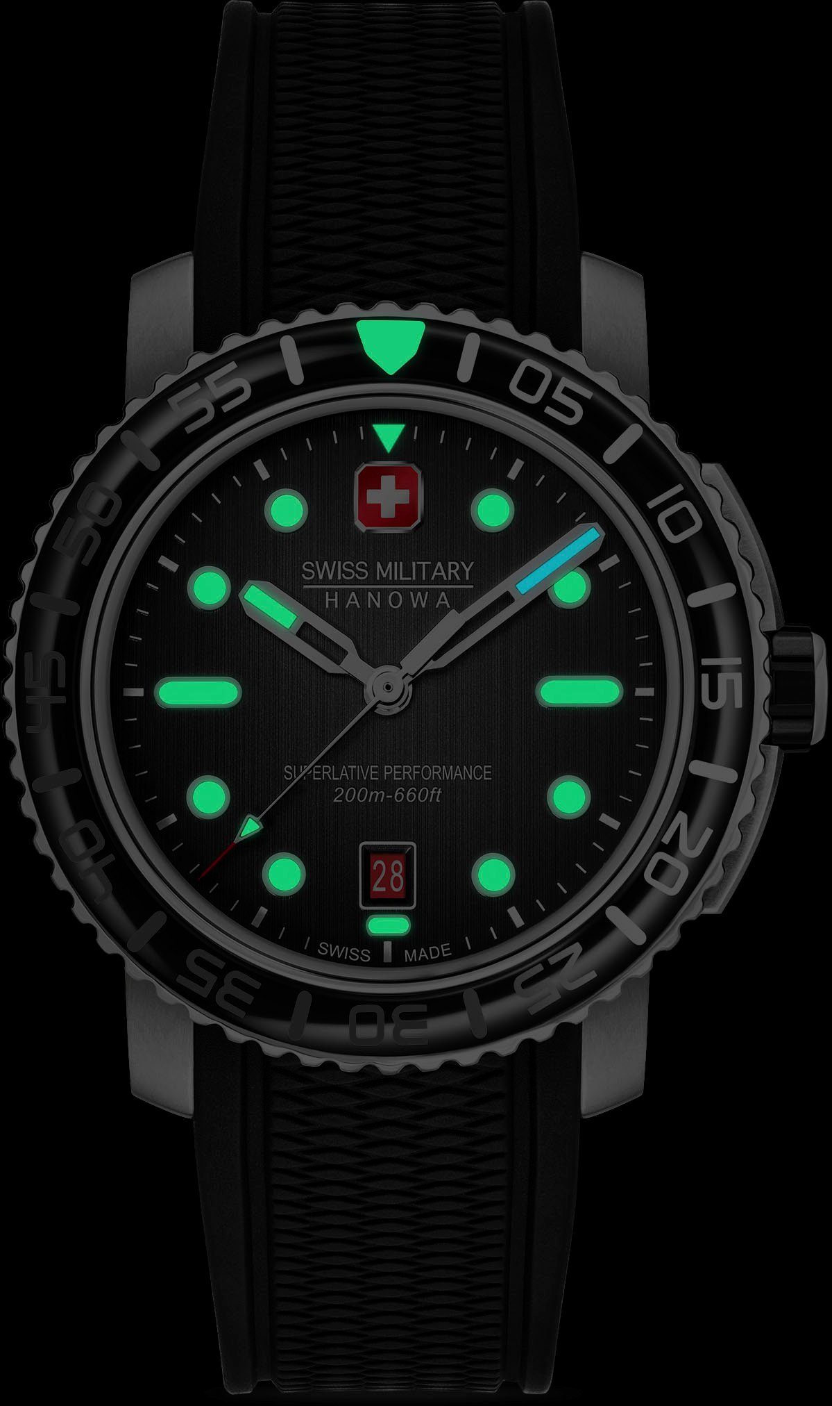 Swiss Military Hanowa Kwartshorloge BLACK MARLIN, SMWGN0001701 Horloge, herenhorloge, Swiss Made, datum, saffierglas