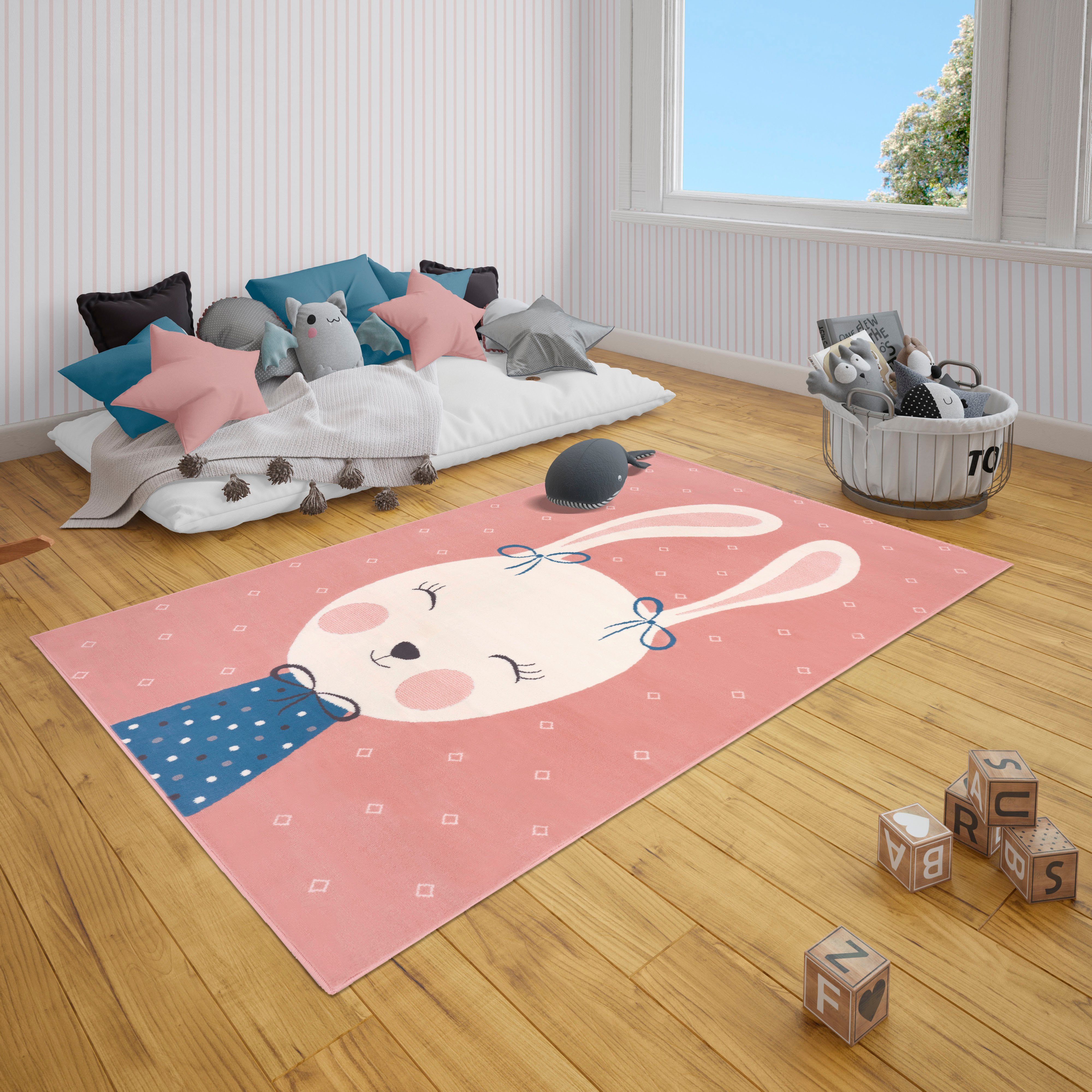 HANSE Home Kindervloerkleed Bunny Polly Korte pool, diermotief, slijtvast, gemakkelijk in onderhoud, robuust