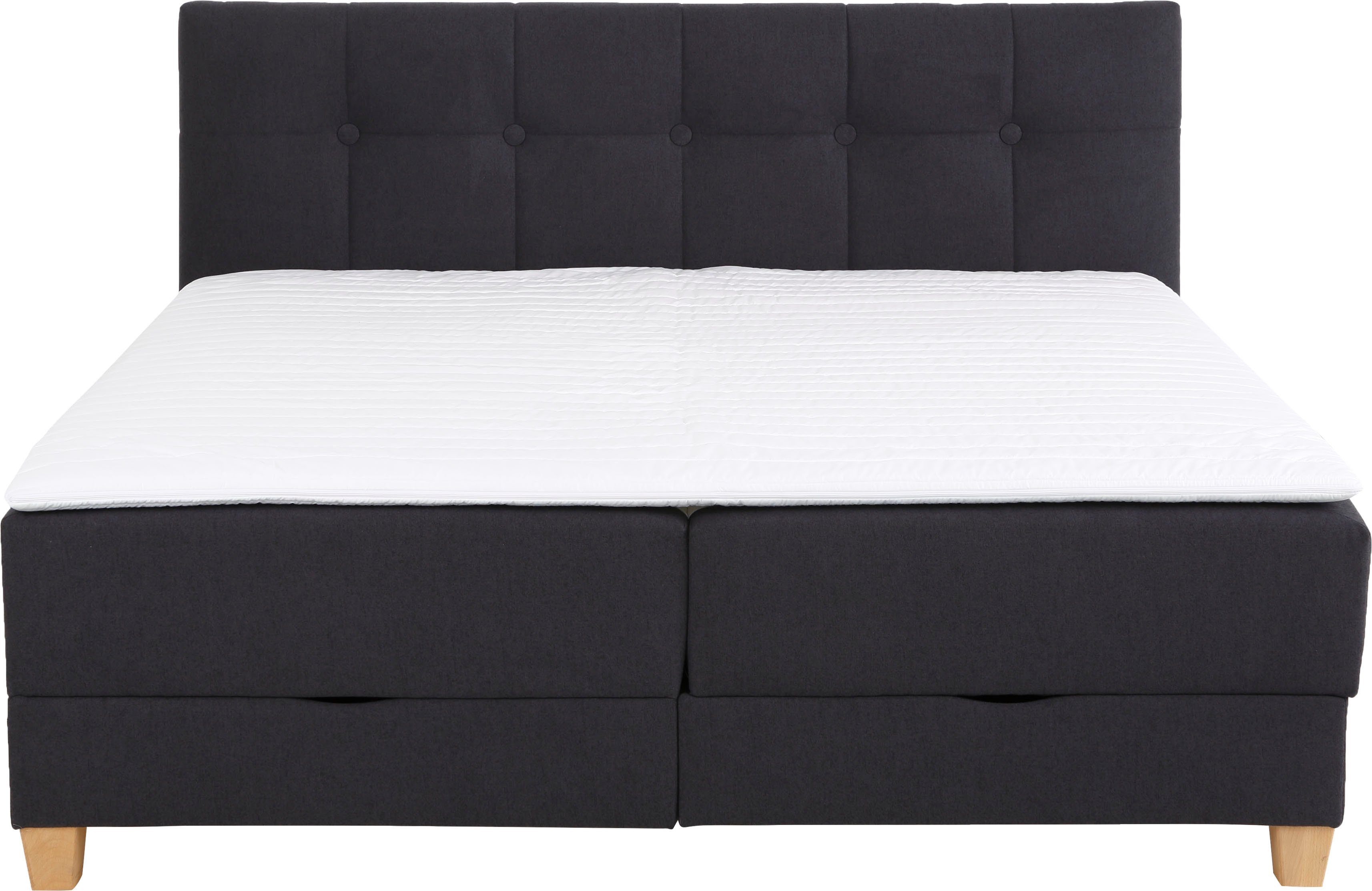 Home affaire Boxspring Lonrai in h2, h3 & h4 en xxl - verlengde 220 cm kiesbaar, incl. topper
