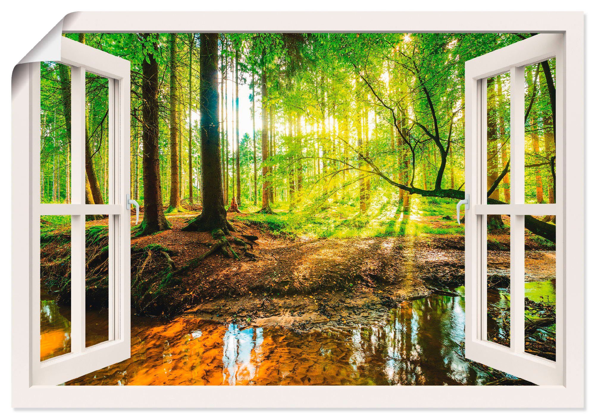 Artland artprint Fensterblick Wald mit Bach