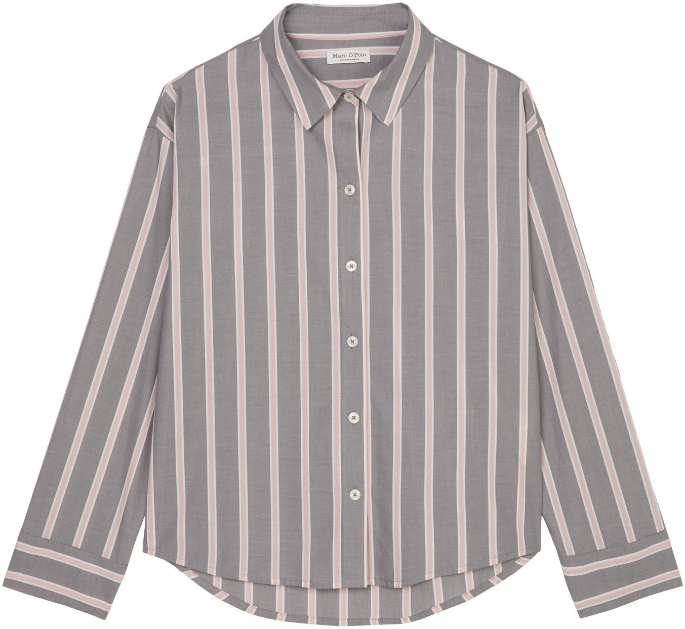 Marc O'Polo Shirt met lange mouwen Mix & Match Woven met knopen in parelmoer-look