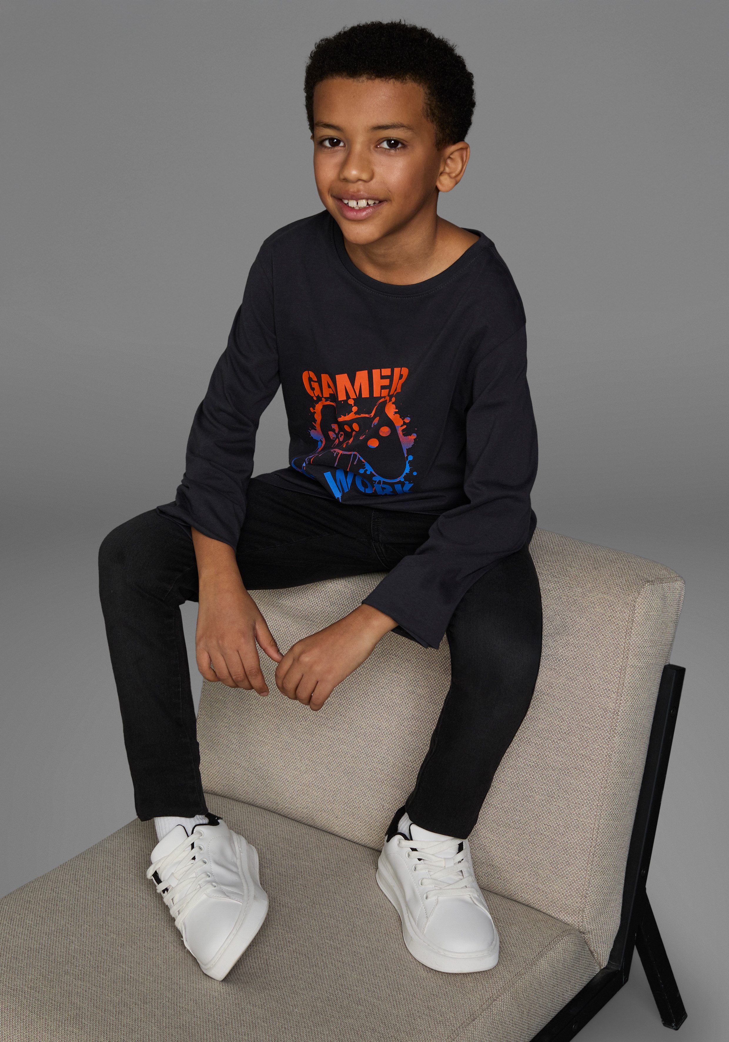 KIDSWORLD Shirt met lange mouwen GAMER AT WORK lange mouwen, van katoen, van jersey stof