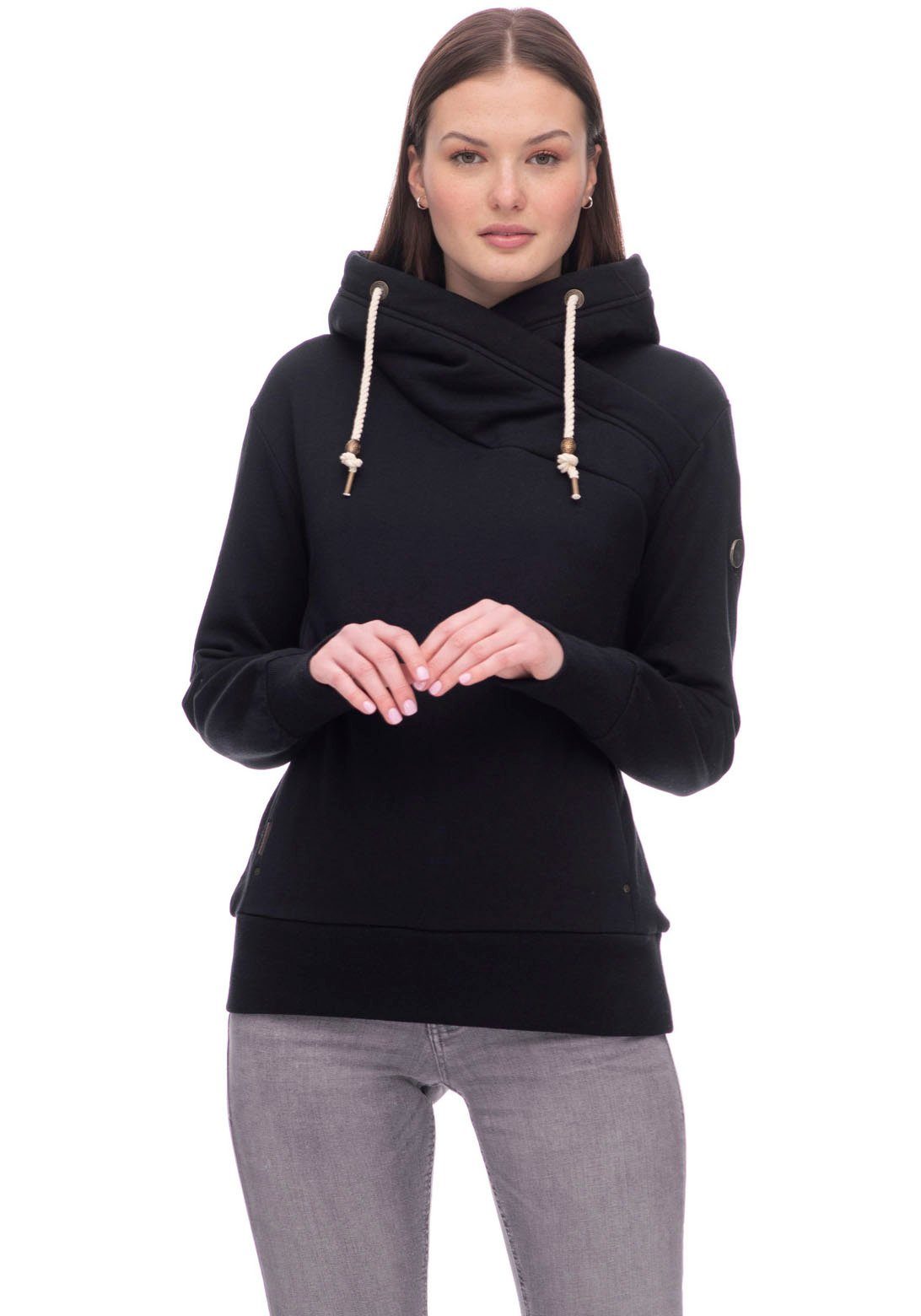 Ragwear Hoodie HAPPENN hoge sjaalkraag en capuchon met koord