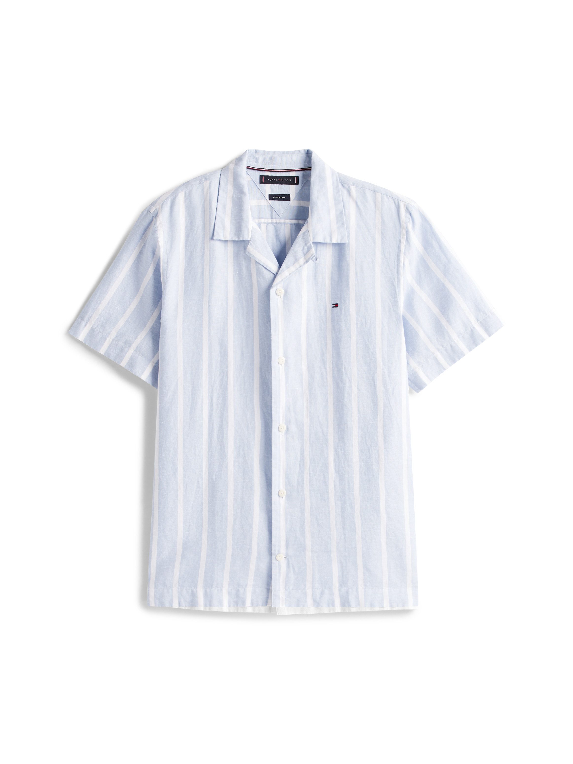 Tommy Hilfiger Overhemd met korte mouwen LINEN BLEND STRIPED SS RF SHIRT