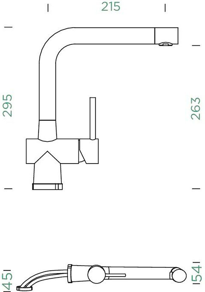 Schock Keukenkraan LAIOS W FA Feestuitloop, voorraamarmatuur/ fluisterperlator, draaibereik 360°