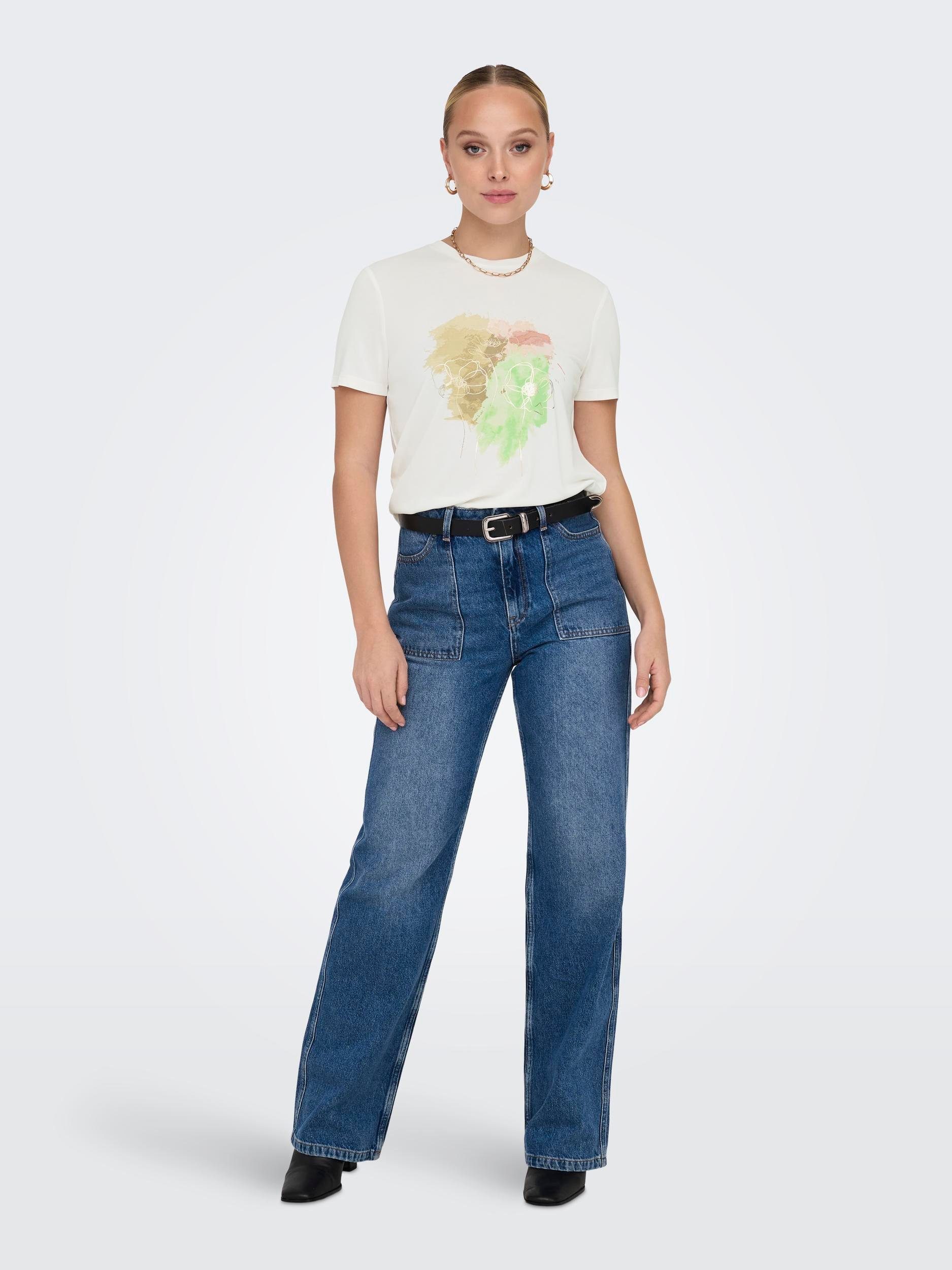 Only Shirt met korte mouwen ONLFREE LIFE REG S/S LEAF TOP BOX JRS