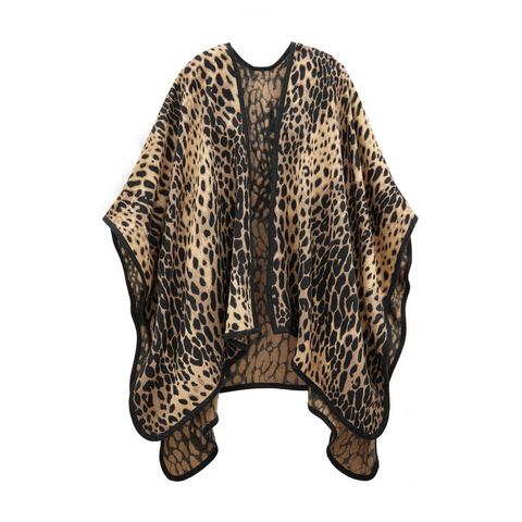 NU 20% KORTING: Lascana XXL-sjaal poncho met luipaardmotief