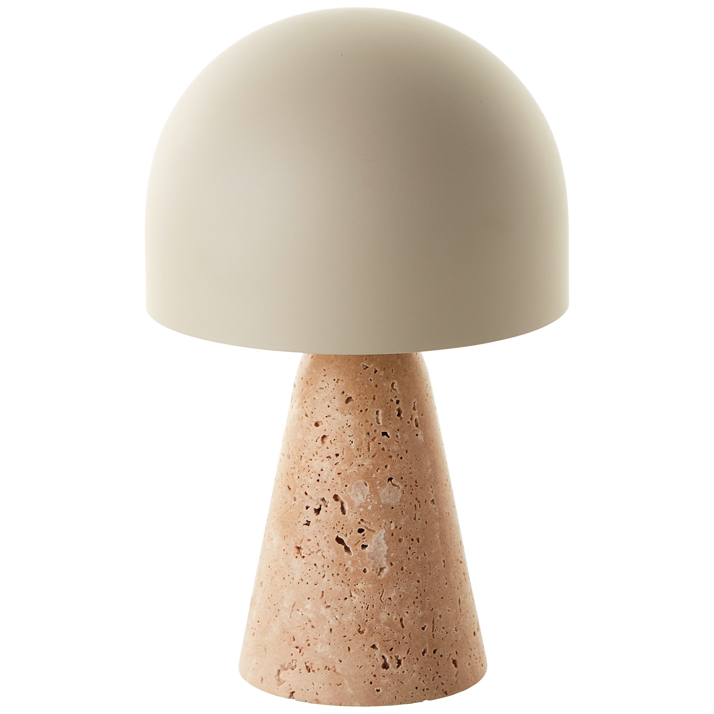 Brilliant Leuchten Tafellamp Nalam met travertijn voet en metalen kap, e14, 31 x 20 cm, beige