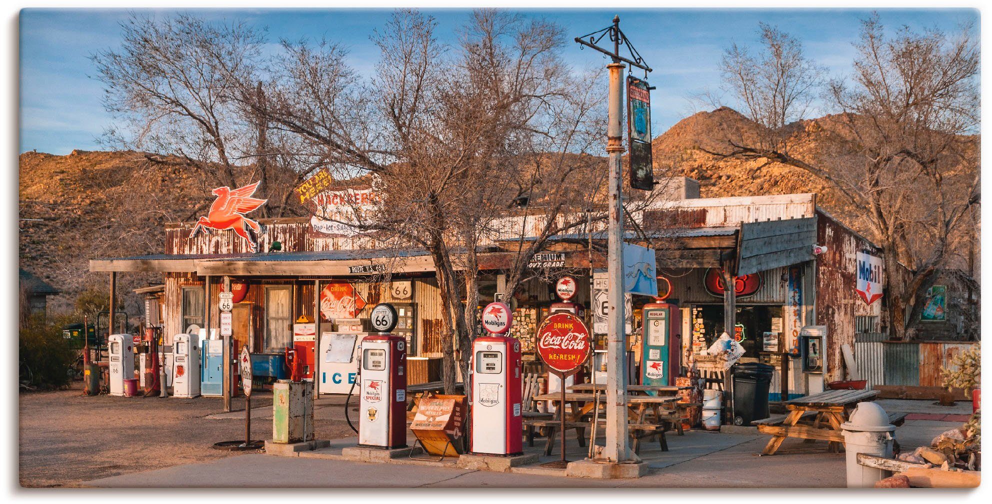 Artland Artprint Tankstation aan de Route 66 in Arizona als artprint op linnen in...