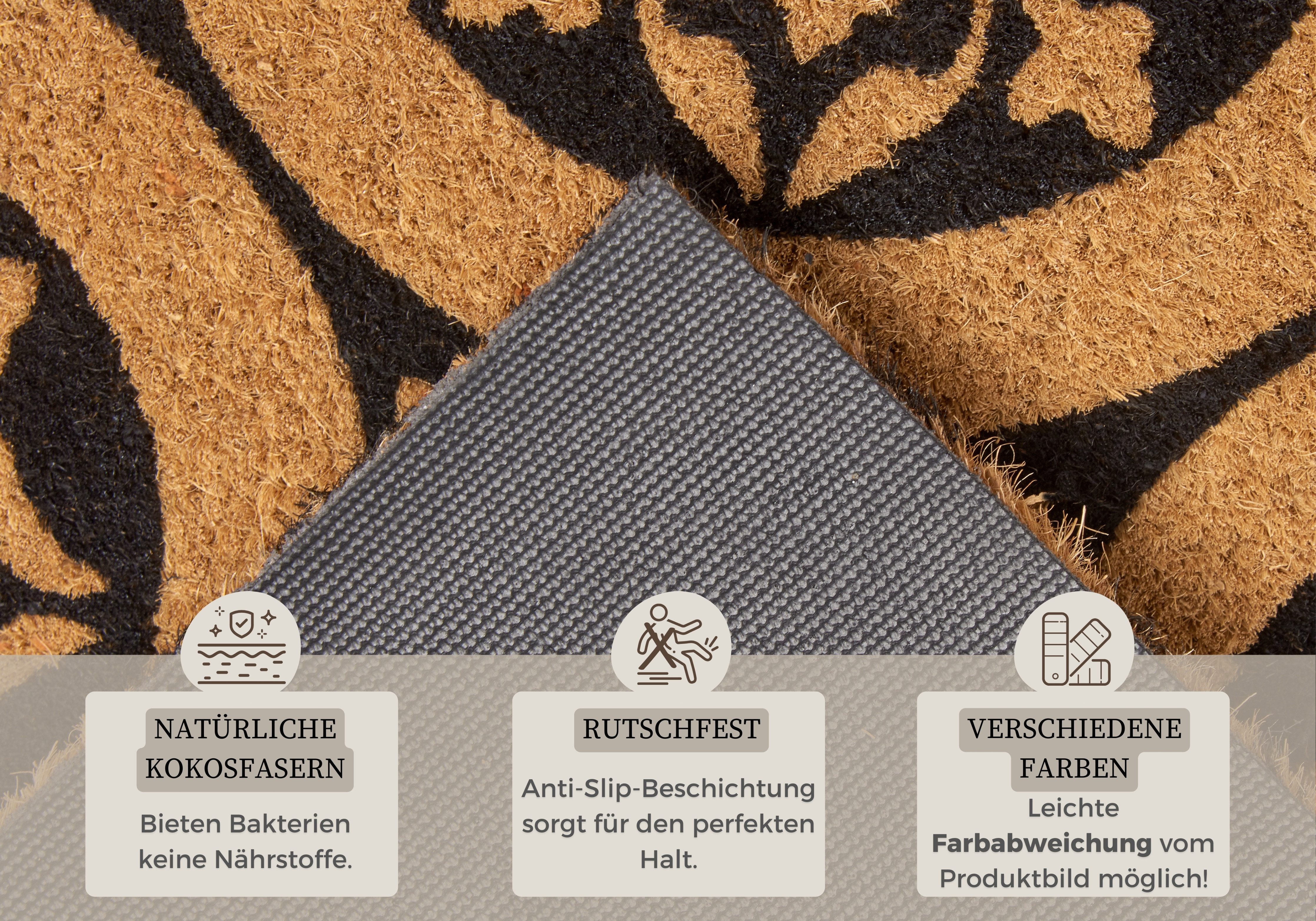 HANSE Home Mat Ornamenten, deurmat Kokos, vuilopvangmat, outdoor, antislip, binnen, kokosmat, gang