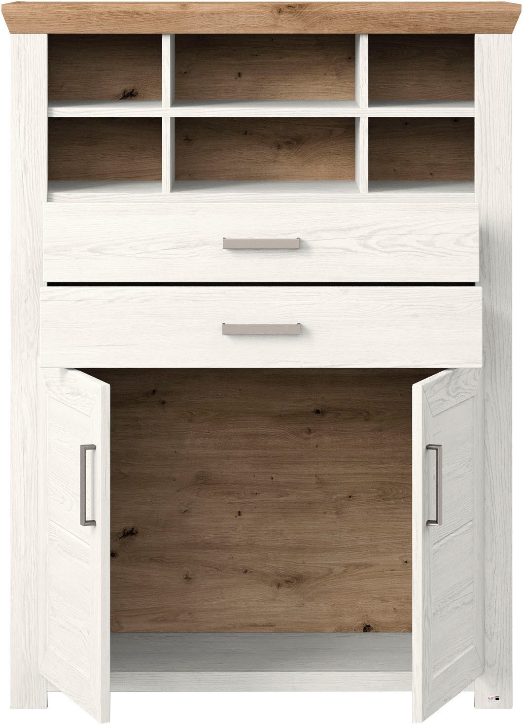 set one by Musterring Highboard York Type 16, met houten deuren en lade, verlichting optioneel, B 105 cm