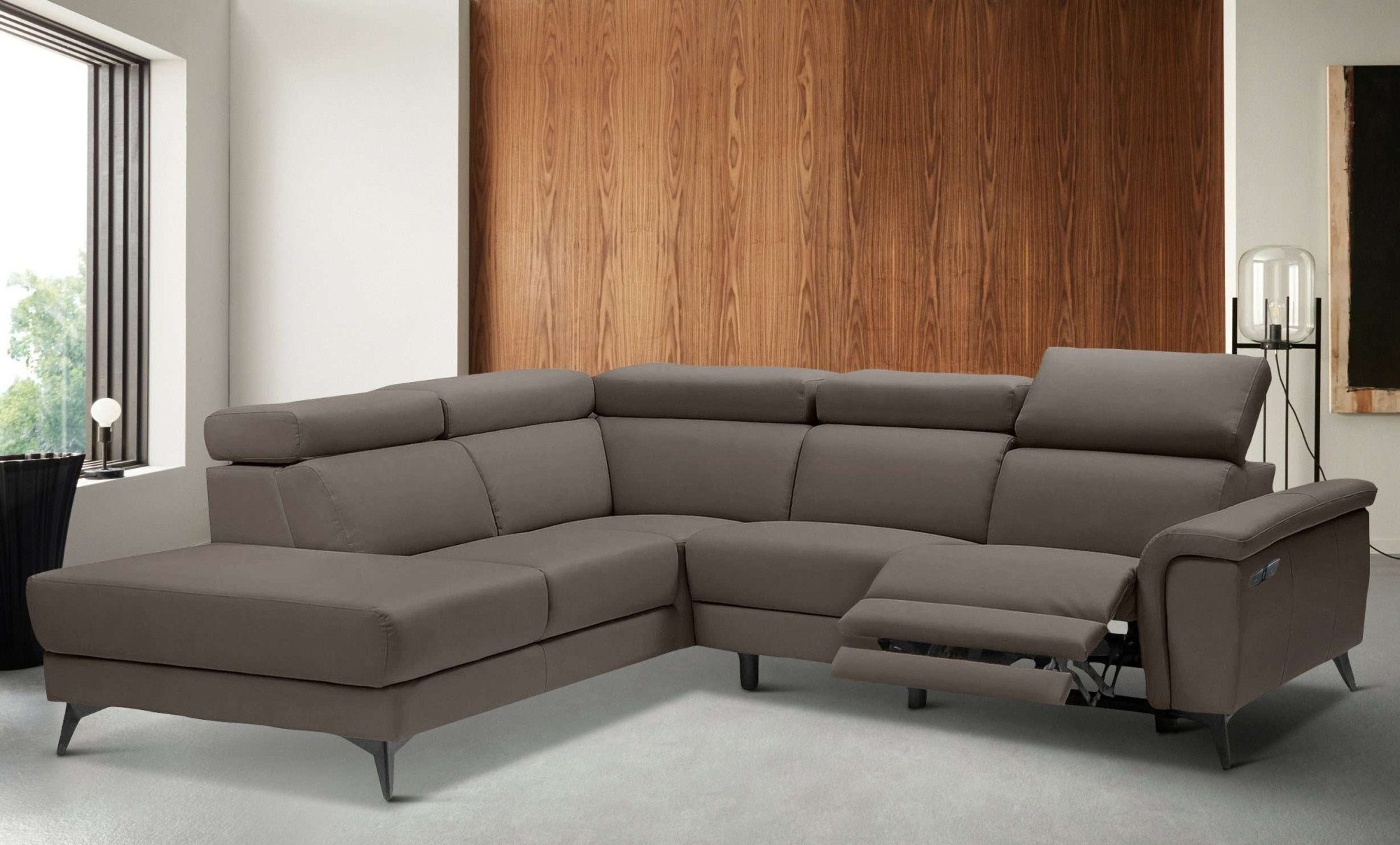 Places of Style Hoekbank Marita met elektrische relaxfunctie in de zitting en usb-aansluiting