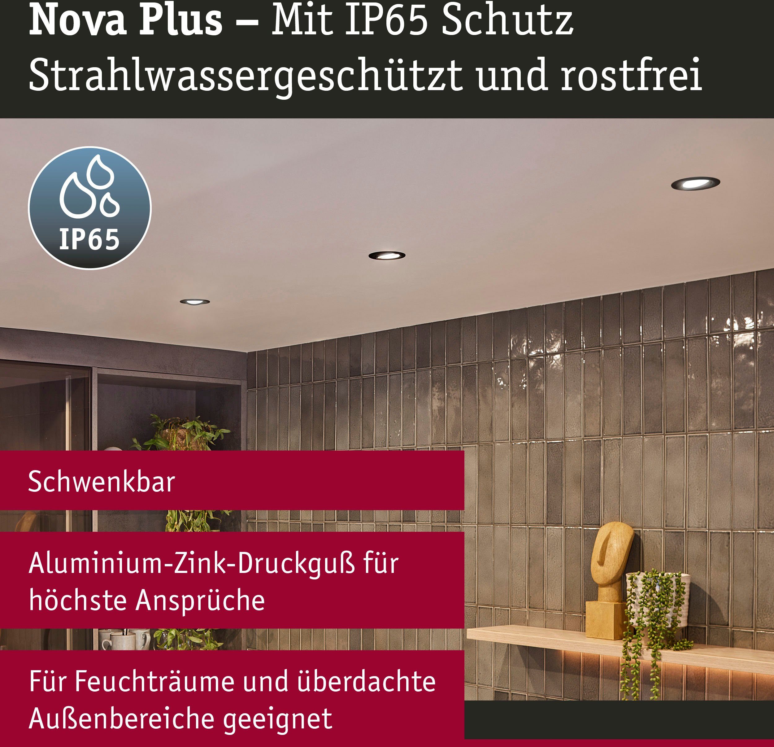 Paulmann Ledinbouwlamp Nova Plus 1x6W 470lm 2700K Zwart mat/Alu