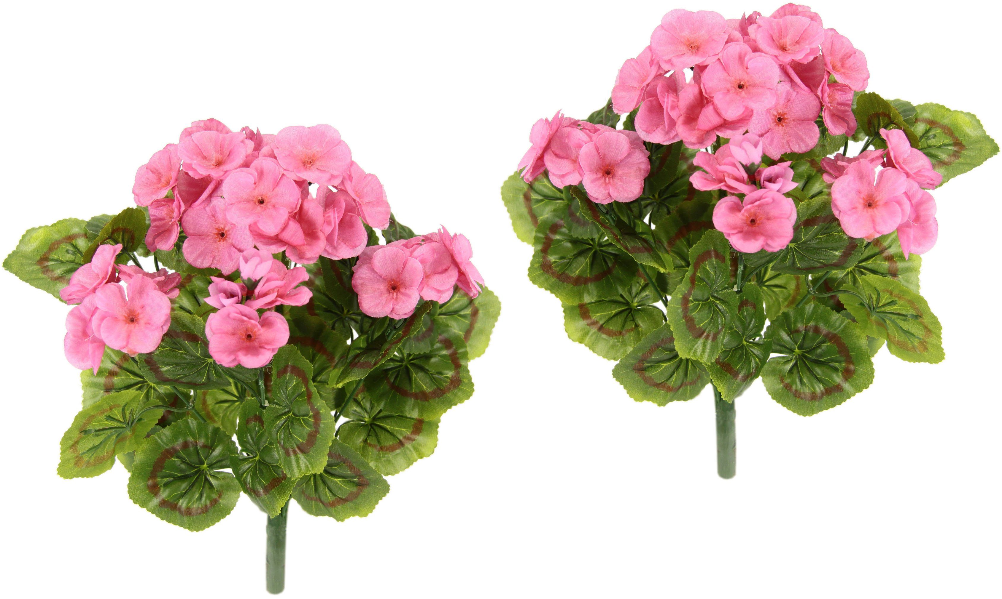 my home Kunstbloem Geranium Kunstgeraniums (2 stuks) kunstbloemen roze