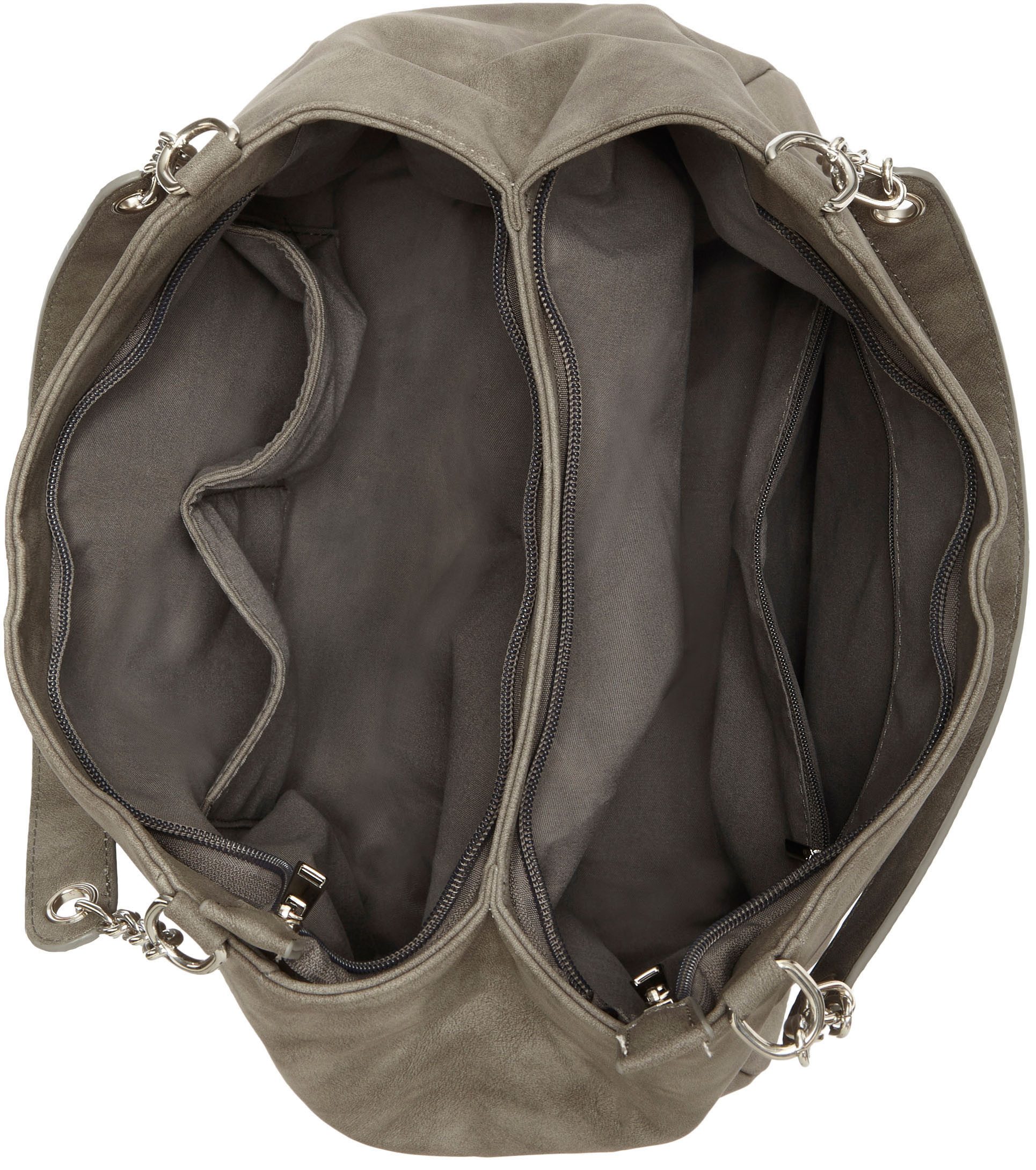 Vivance Tas Schoudertas met zilverkleurige details, damestas, shopper, handtas vegan