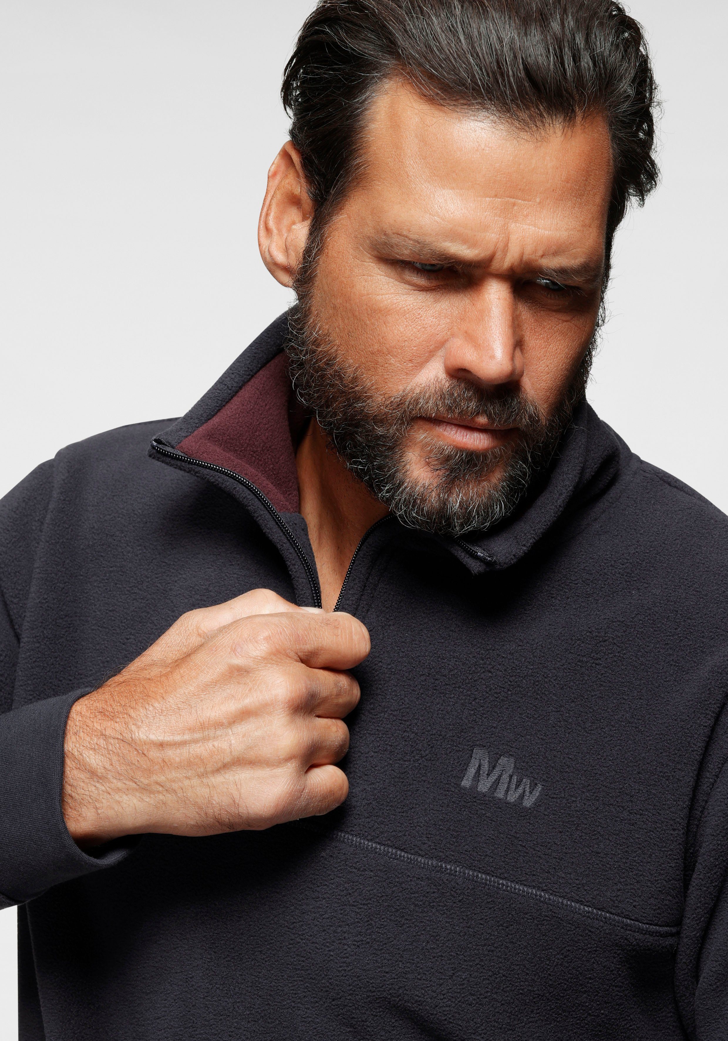 Man's World Fleecetrui Lange mouwen, met ribboordjes, met troyerkraag, voor athleisure looks