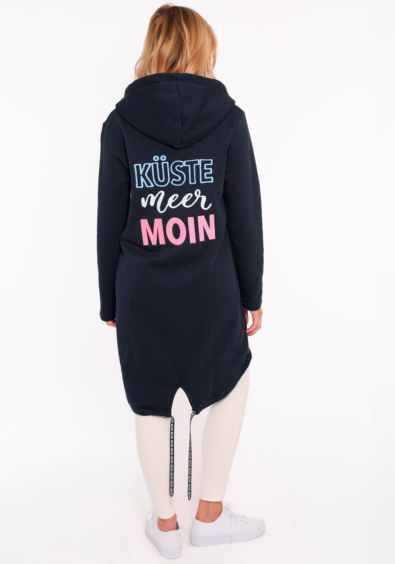 Zwillingsherz Jersey jas Met capuchon, zakken, voor- en achterprint kust zee moin