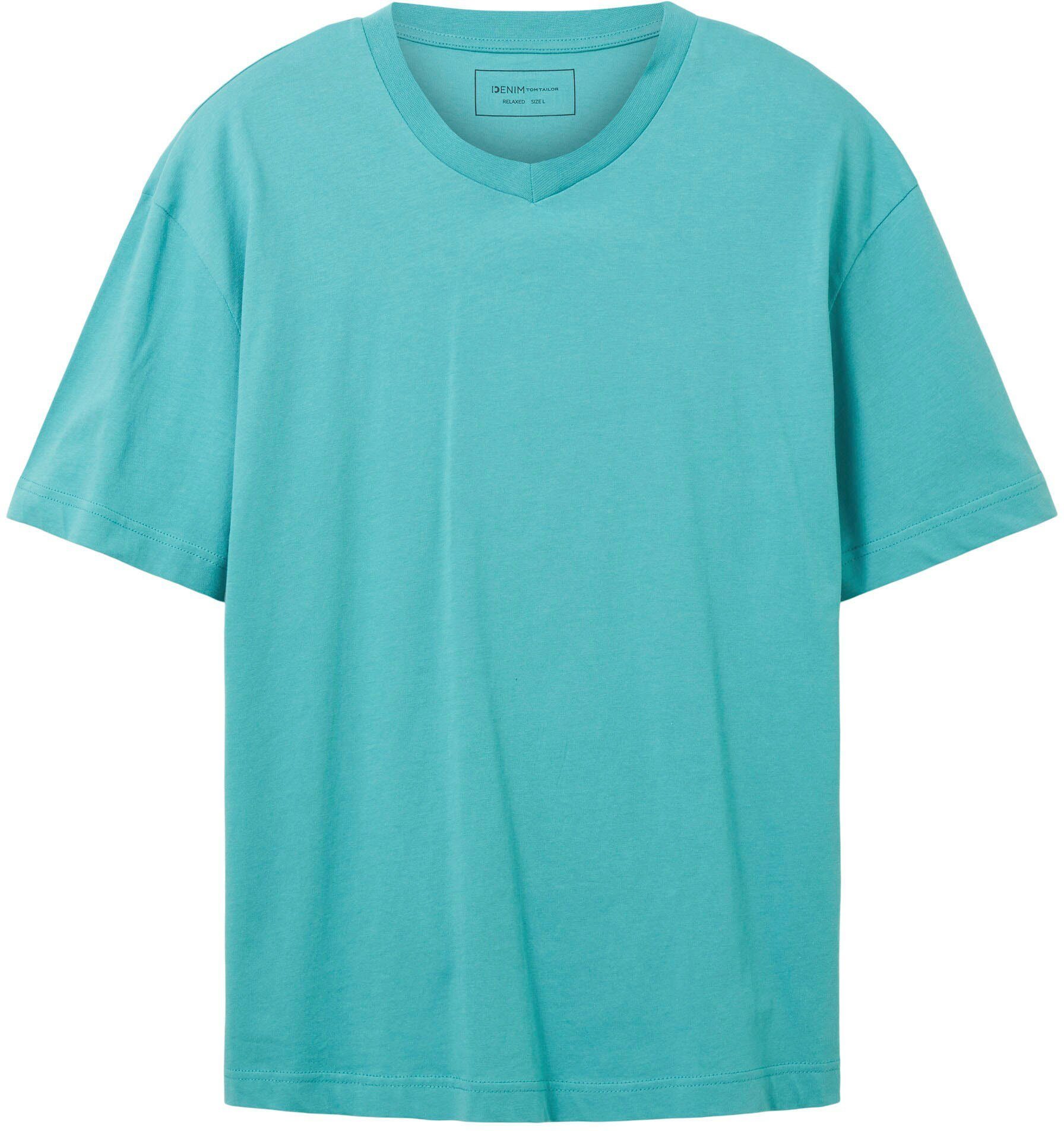 Tom Tailor Denim T-shirt met afgeronde v-hals