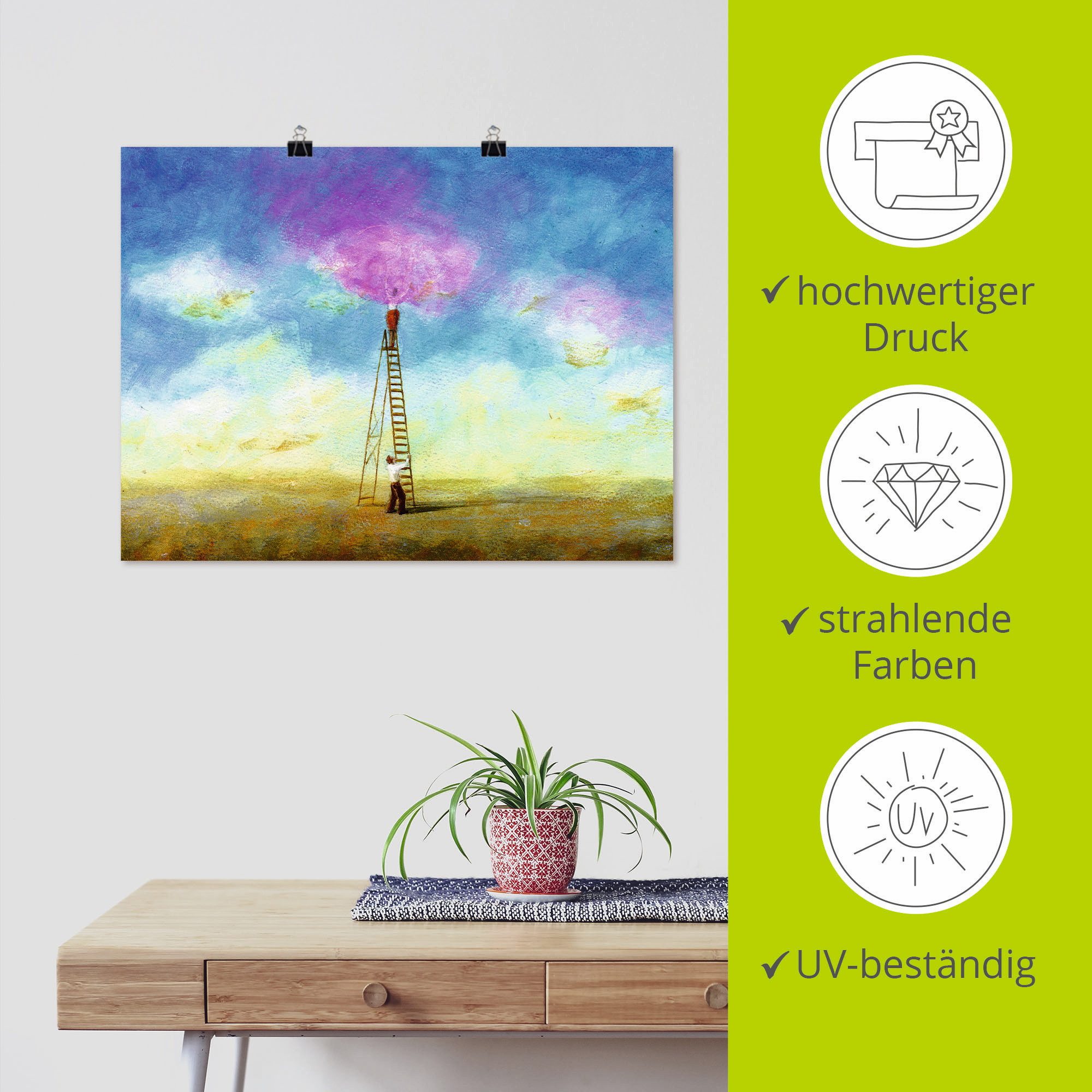 Artland Poster Rozerode wolk 1 als artprint op linnen, muursticker of poster in verschillende maten