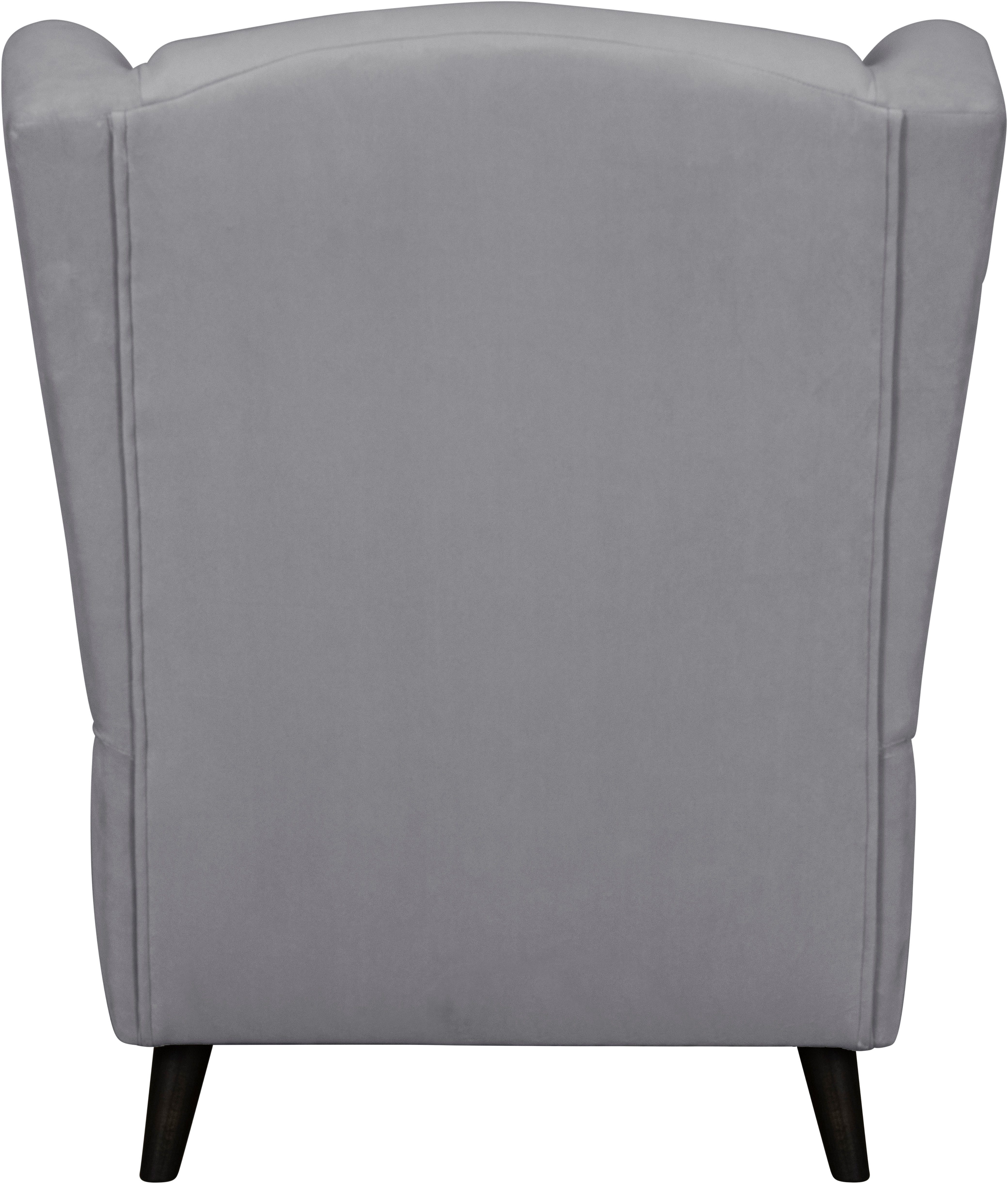 Home affaire Fauteuil Ohrensessel CHISTELLE, optioneel met poef met golfondersteuning, afmetingen: b/d/h: 81/87/99 cm