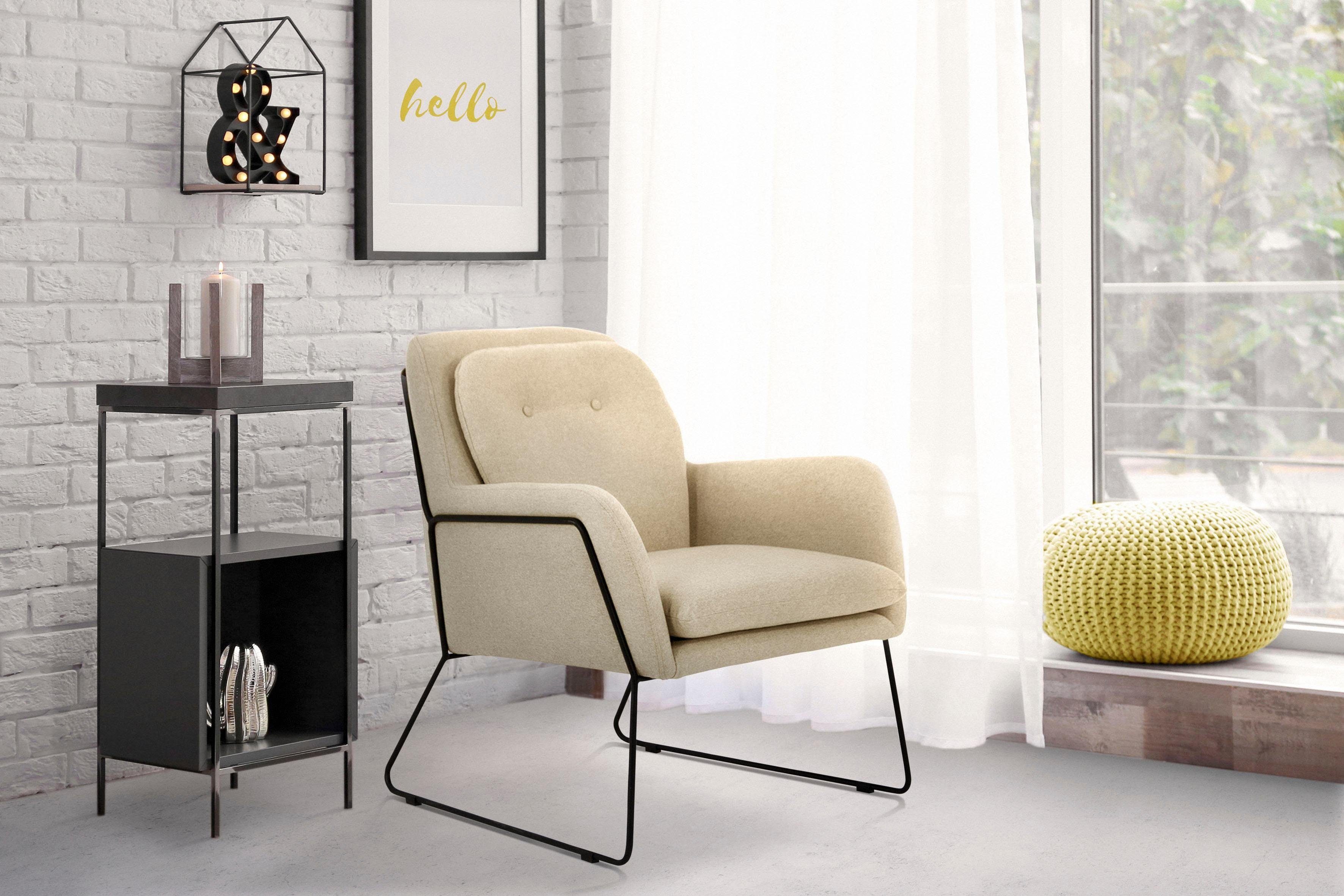 INOSIGN Fauteuil Flin met knopen en kussen-look achter