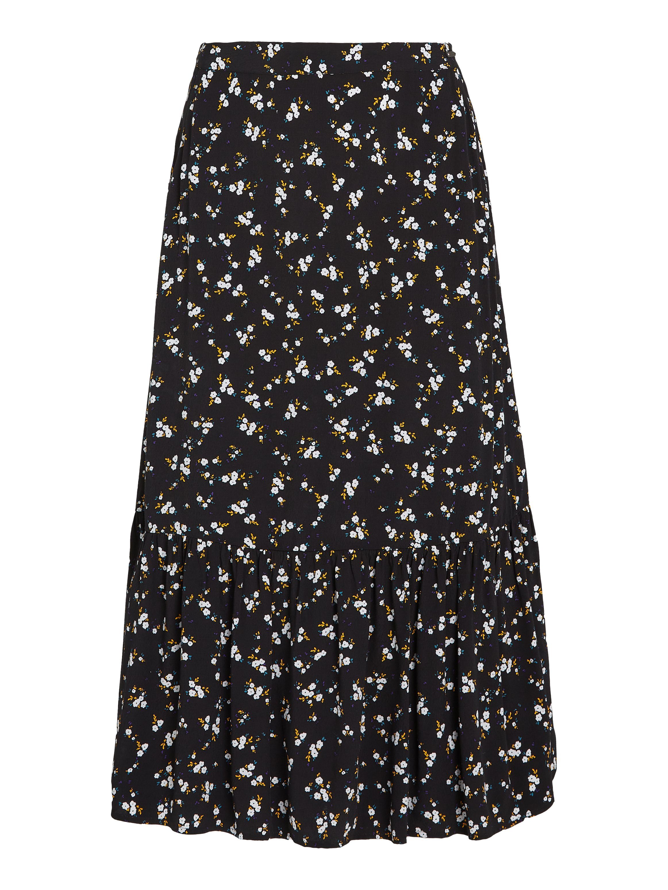 Tommy Jeans Curve Rok in a-lijn TJW FLORAL RUFFLE MIDI SKIRT EXT