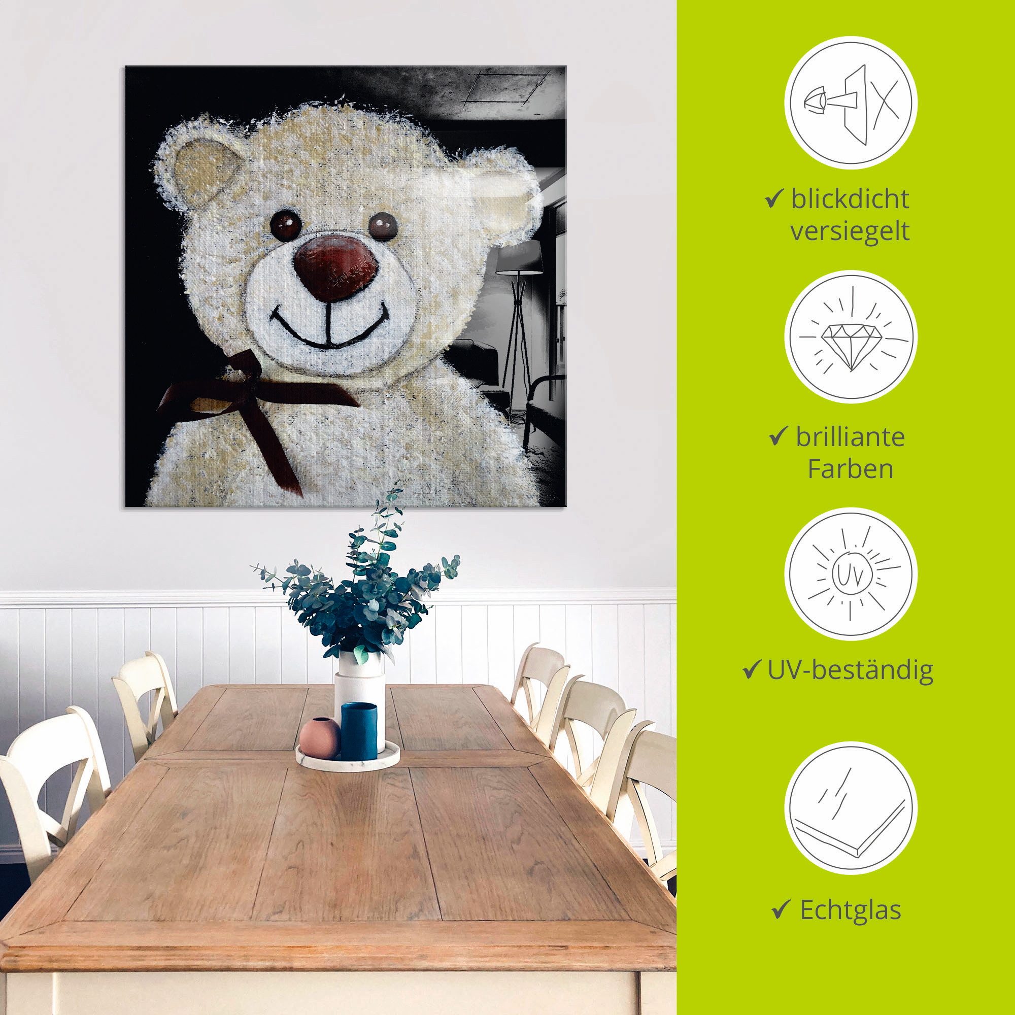Artland Print op glas Teddybeer in verschillende maten