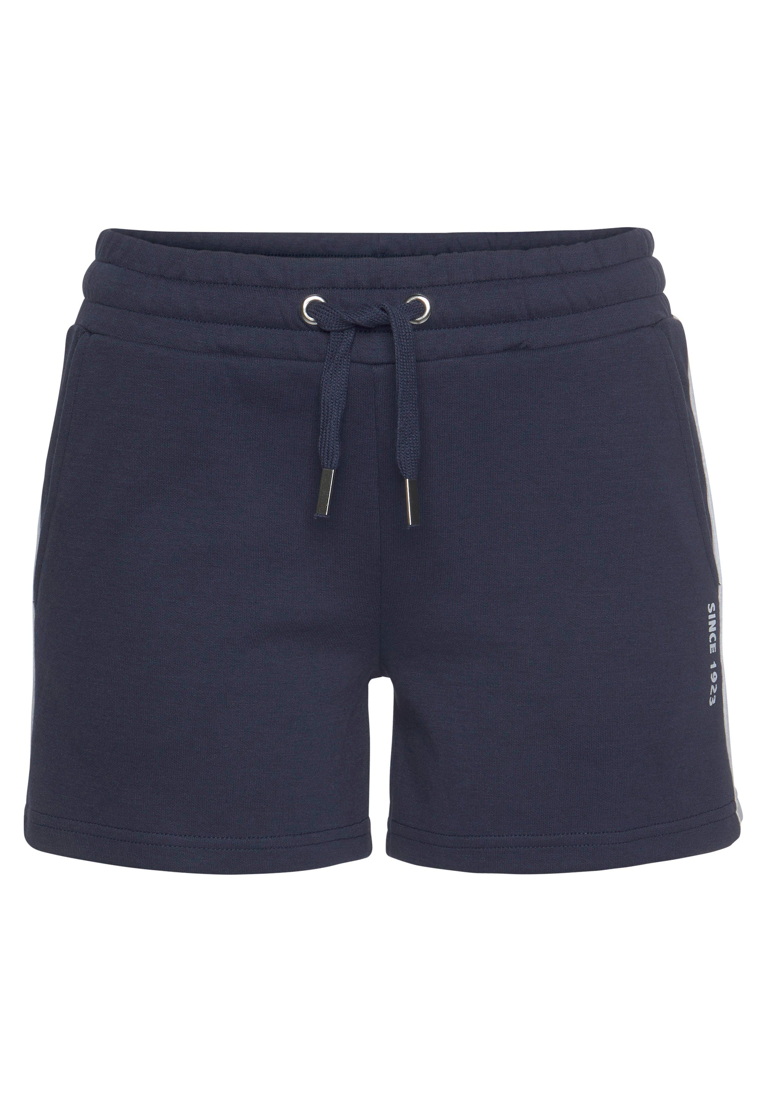H.I.S Short met witte strepen opzij en logoprint