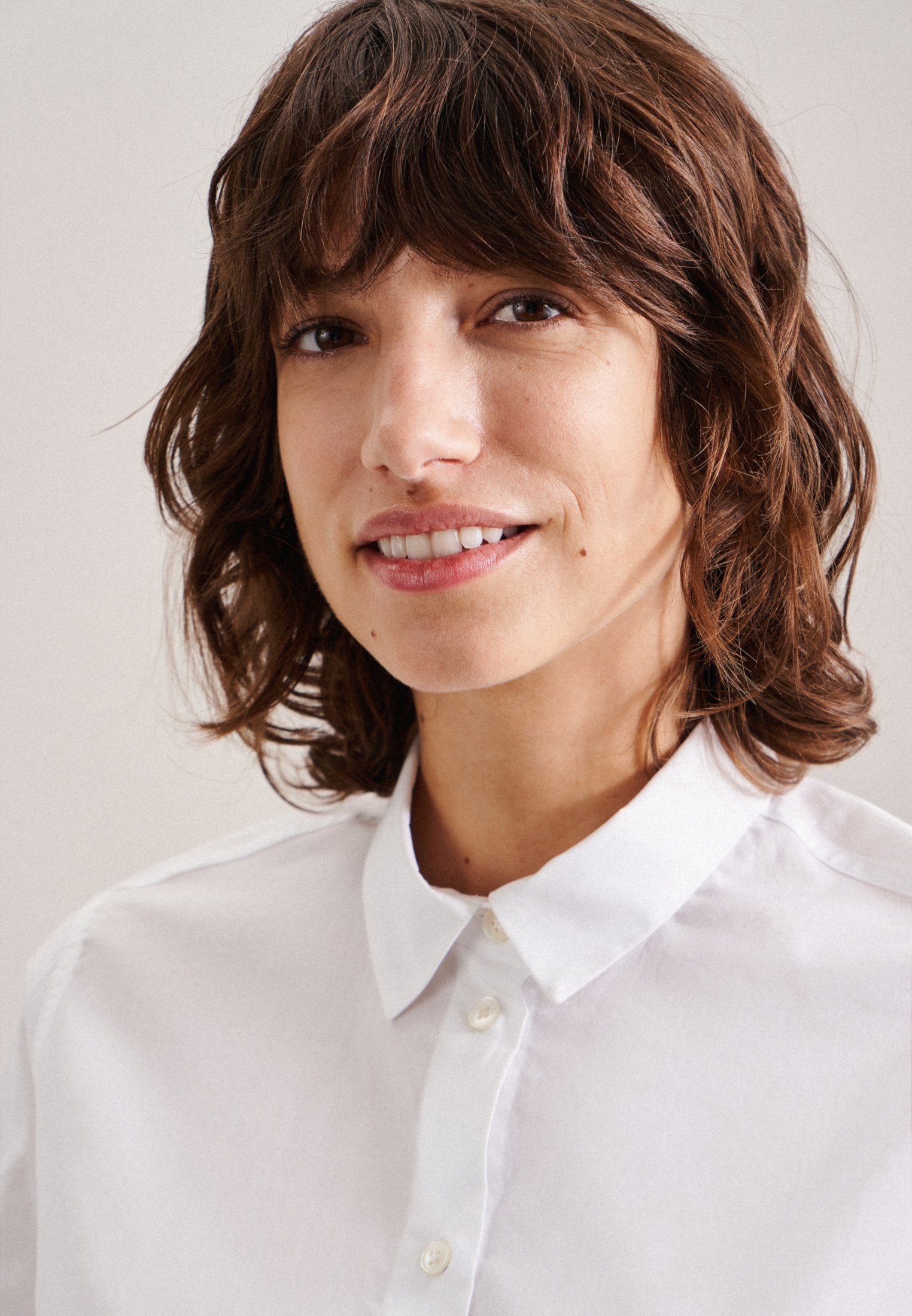 seidensticker Overhemdblouse Zwarte roos Lange mouwen kraag uni