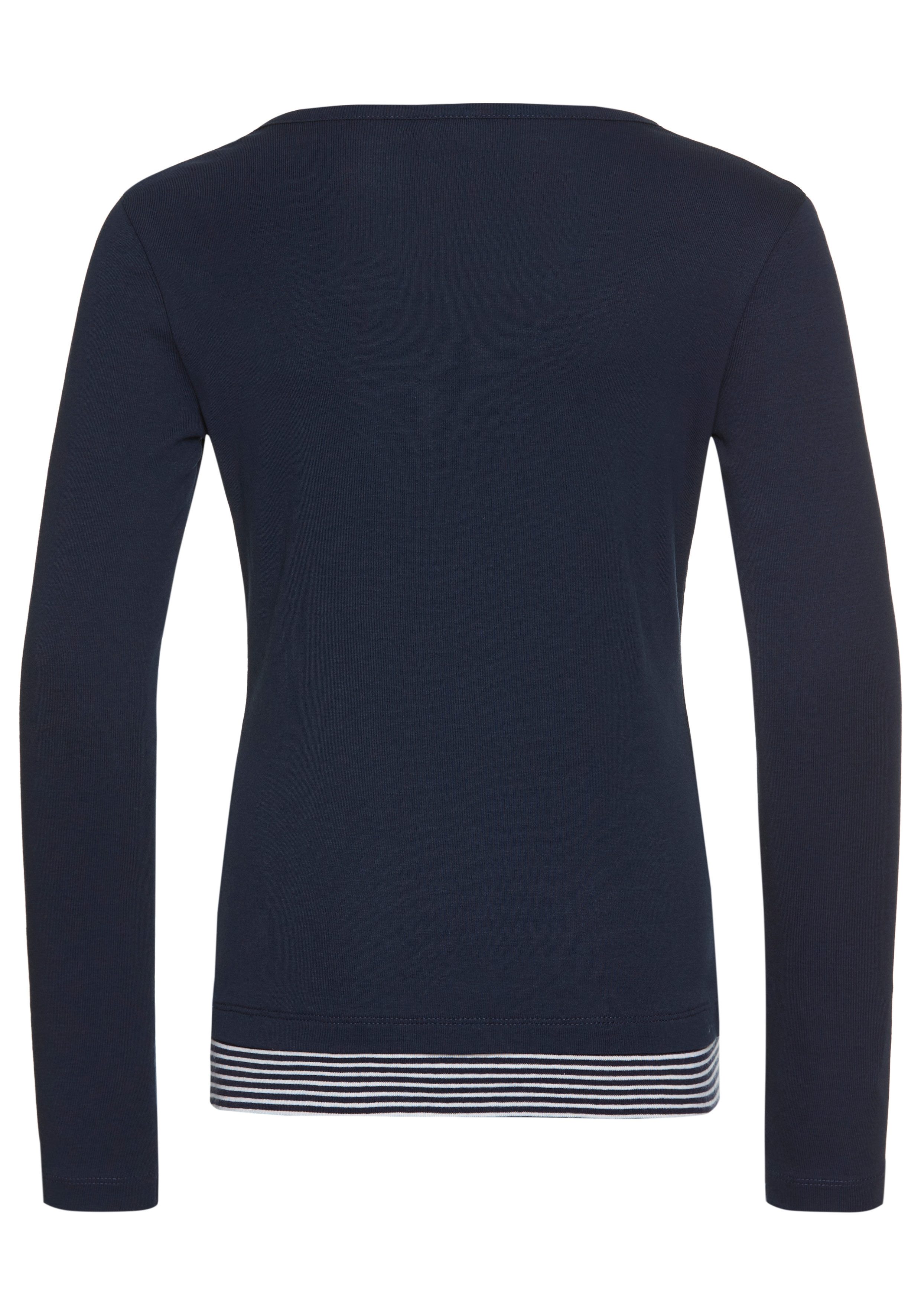 KangaROOS Shirt met lange mouwen Ribshirt in lagenlook modieuze halslijn-details