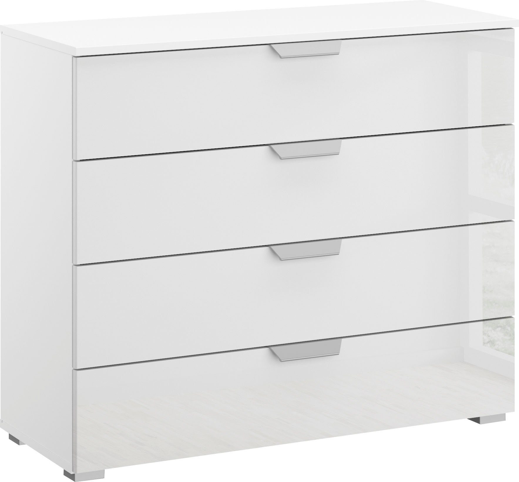 rauch Ladekast Sideboard ORIAS met decor- of hoogglansfront met 4 lades en 2 deuren en metalen grepen made in germany