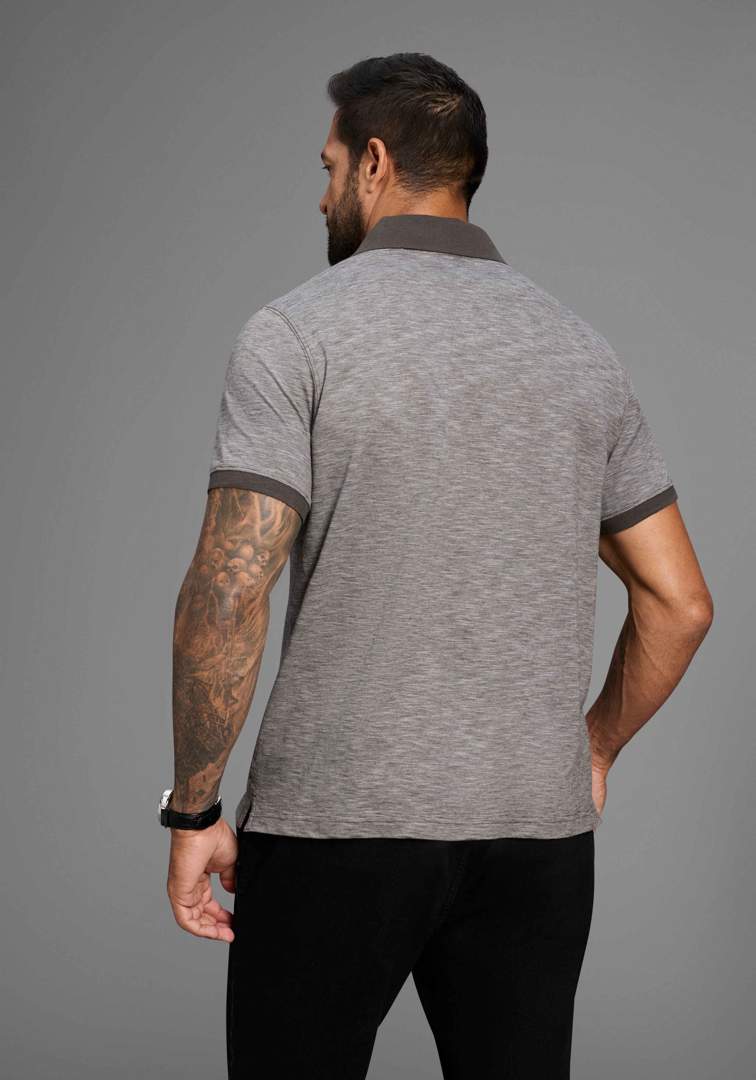 Man's World Poloshirt Korte mouwen, regular fit, gemêleerde structuur, ronde hals