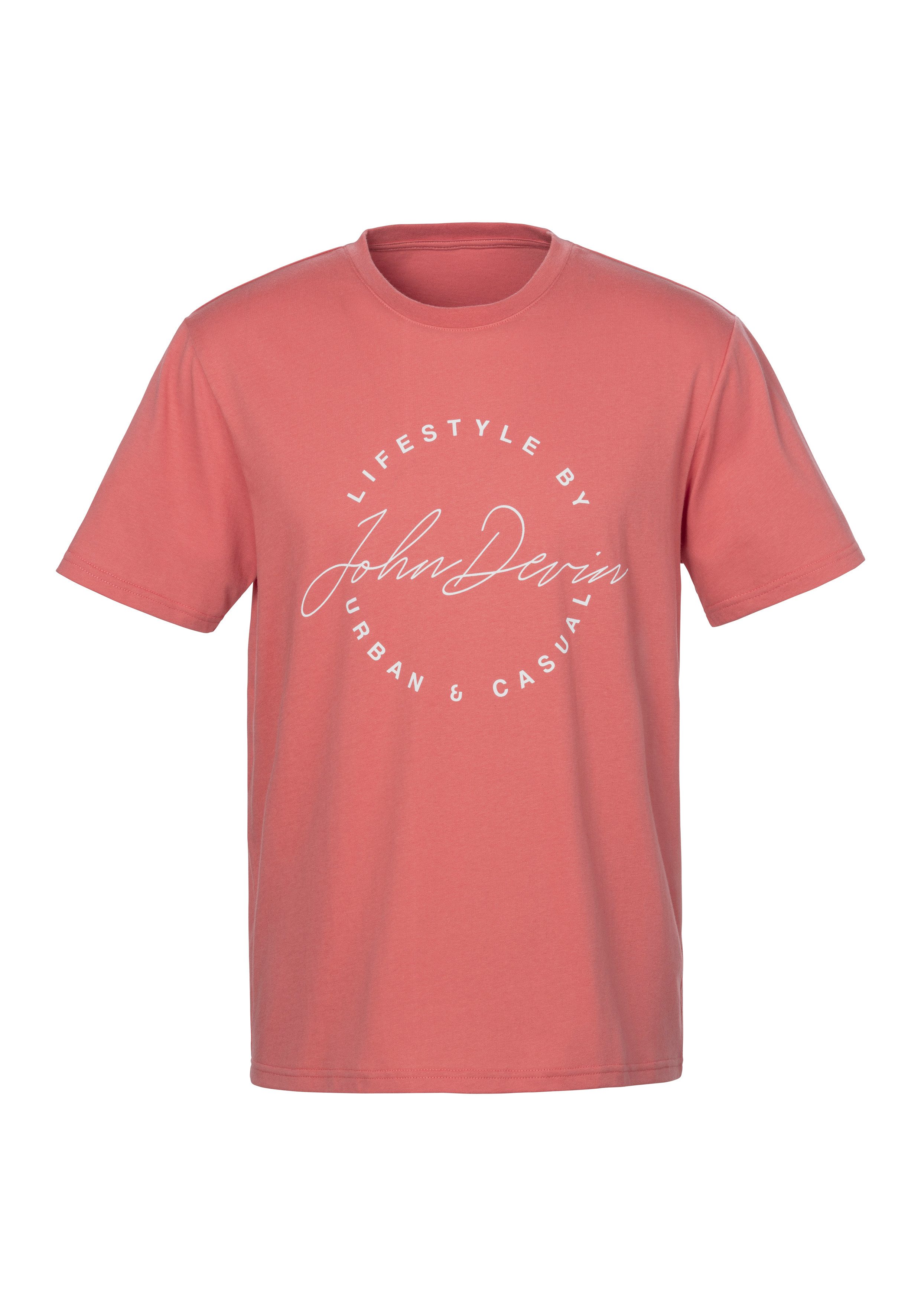 John Devin T-shirt Rondhalsshirt met print van 100% katoen