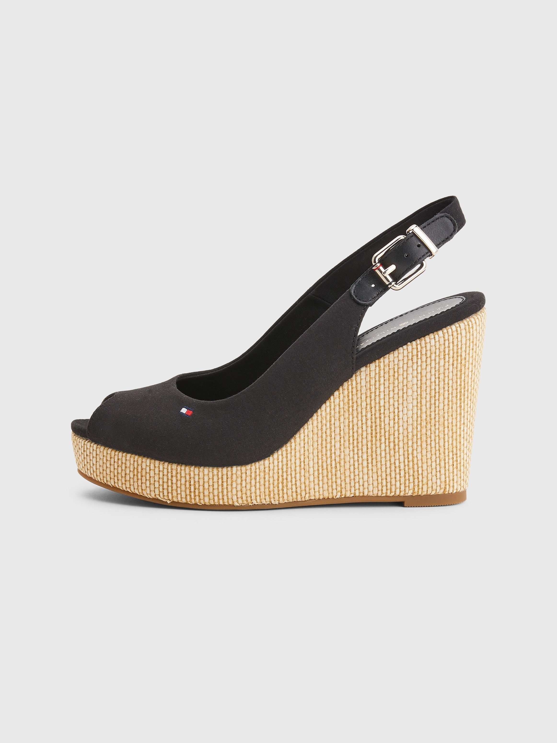 Tommy Hilfiger Sleehaksandaaltjes ICONIC ELENA SLING BACK WEDGE zomerschoen, sandaal, sleehak, met verstelbare gesp