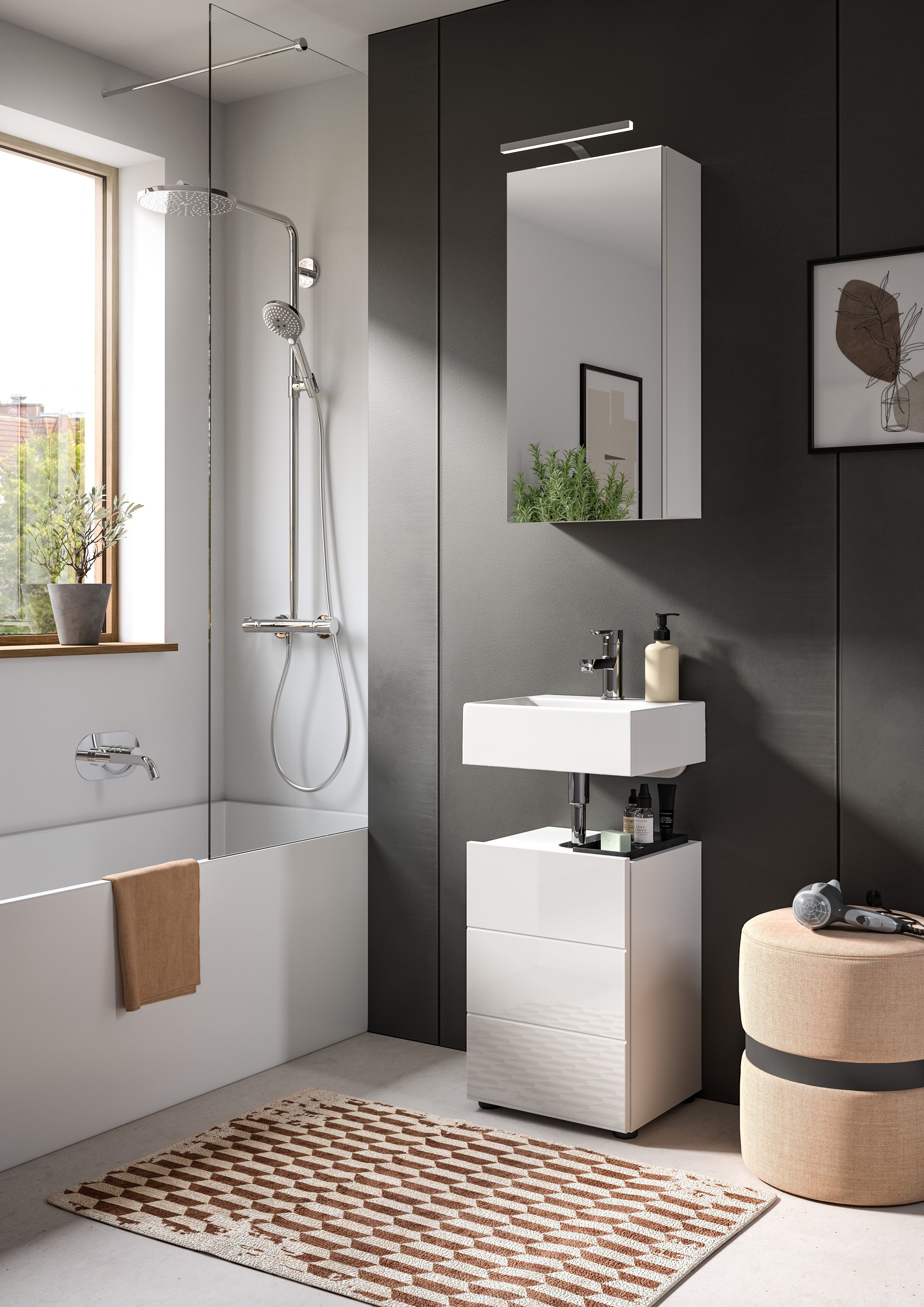 welltime Badmeubelset BIEL, TOPSELLER!, 2-delig, hoogwaardige MDF front, groeflook (2 stuks)
