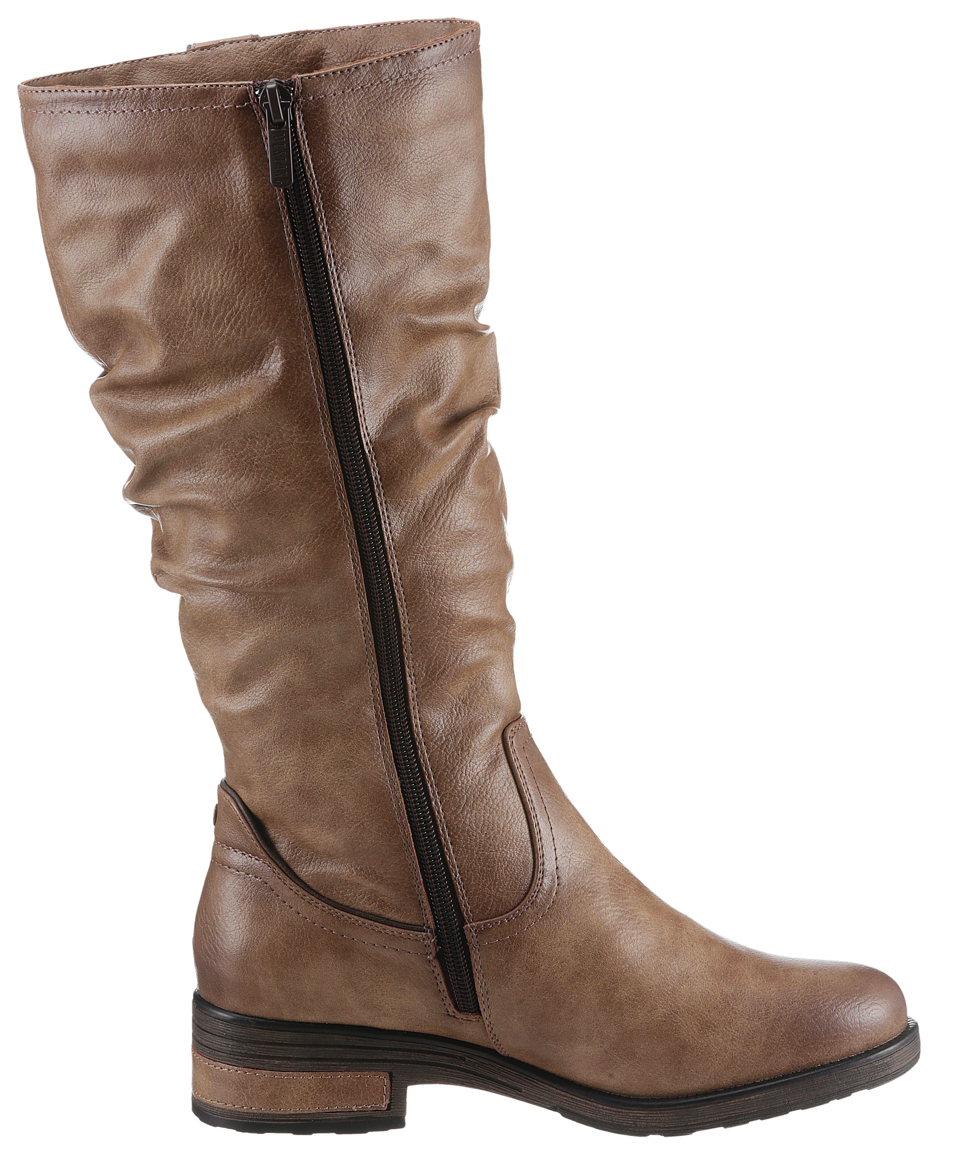Mustang Shoes Winterlaarzen long shaft boots, block heel, with gathers at the slouchy shaft