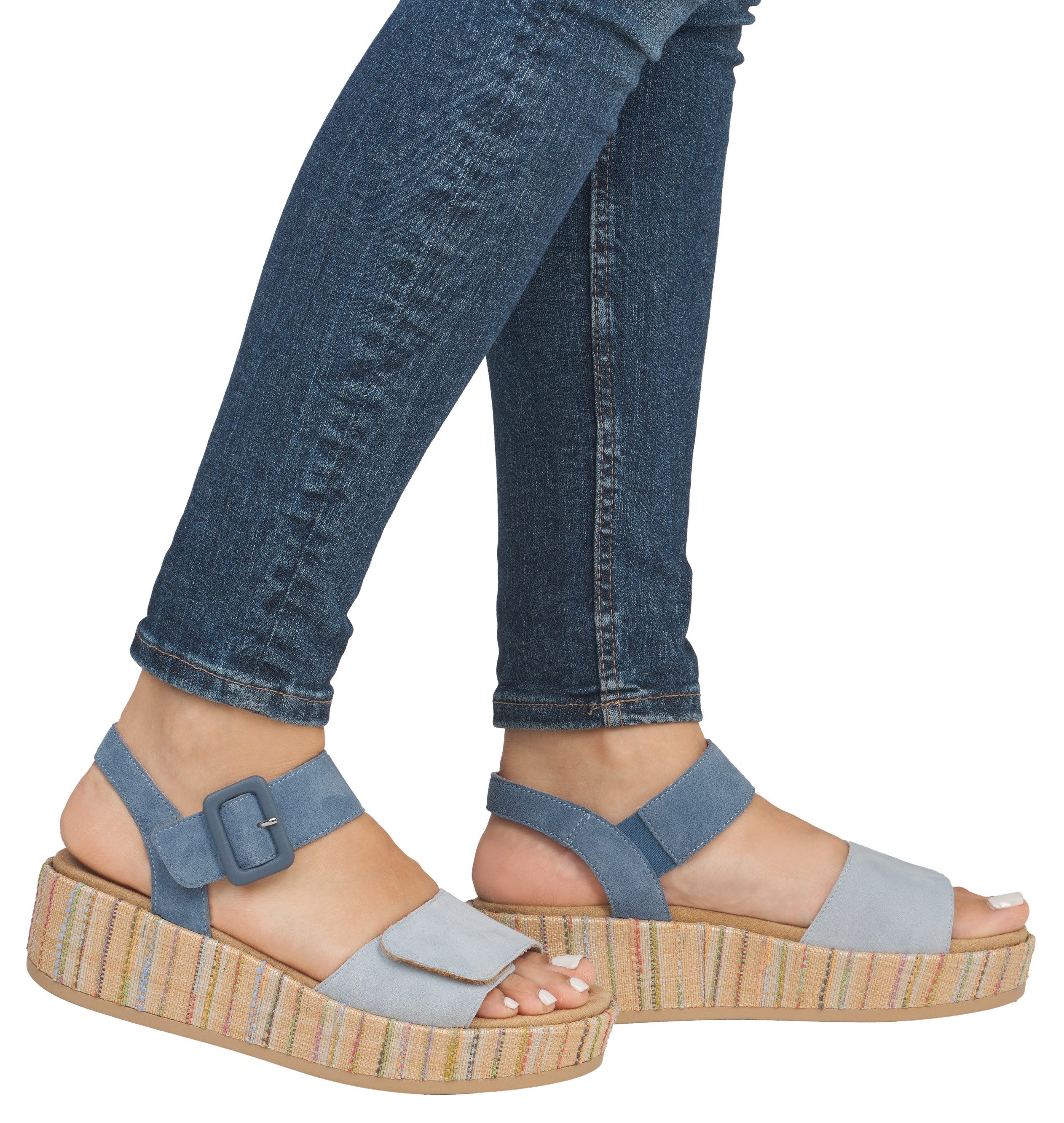 Remonte Sandaaltjes Elisabeth Hurley-Collection Sleehak, zomerschoen, sandaal met bandjes en bekleed plateau