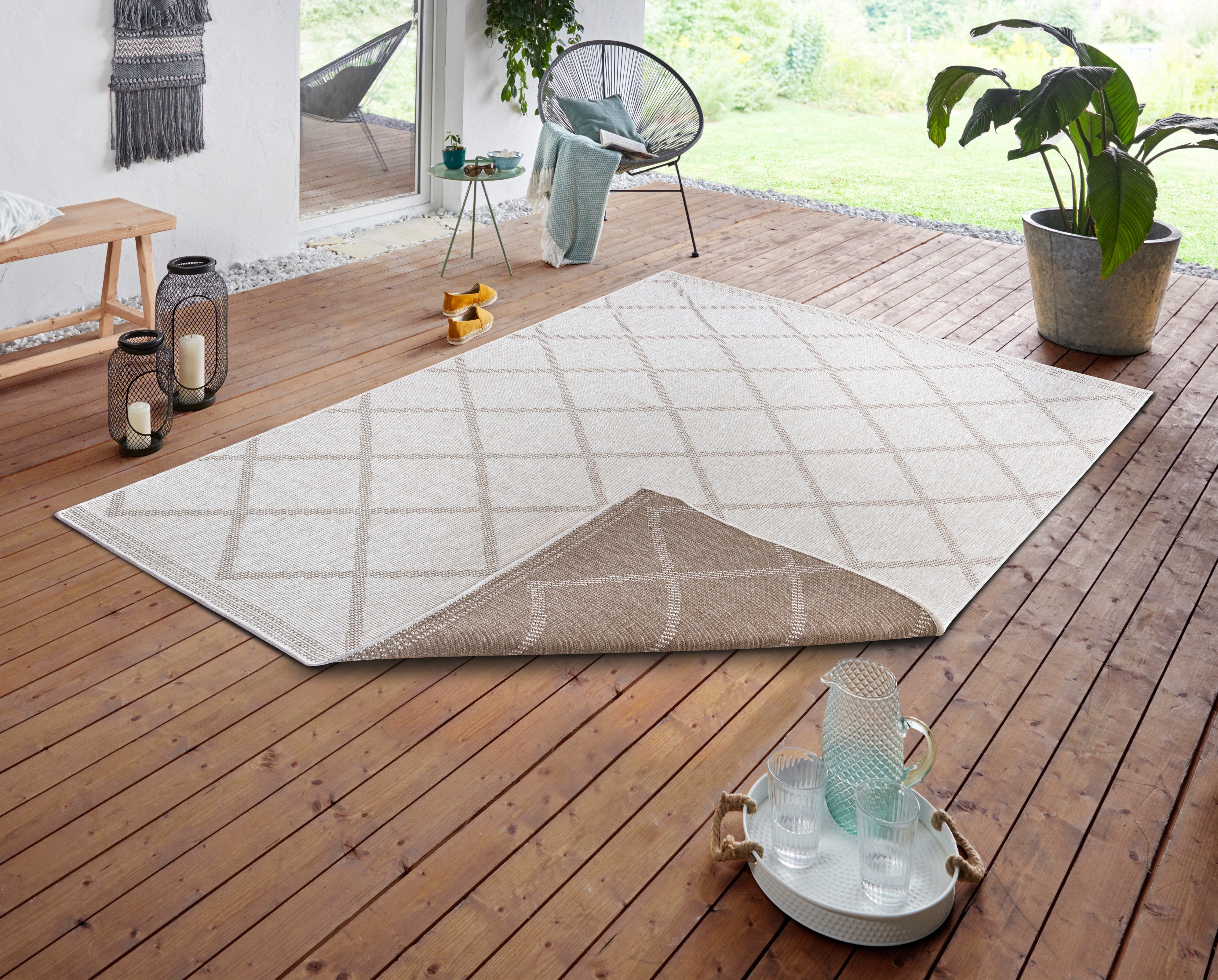 NORTHRUGS Vloerkleed Corsica tweezijdig te gebruiken kleed Binnen- en buitengebruik, weerbestendig, balkon, loper, woonkamer, waterbestendig moderne
